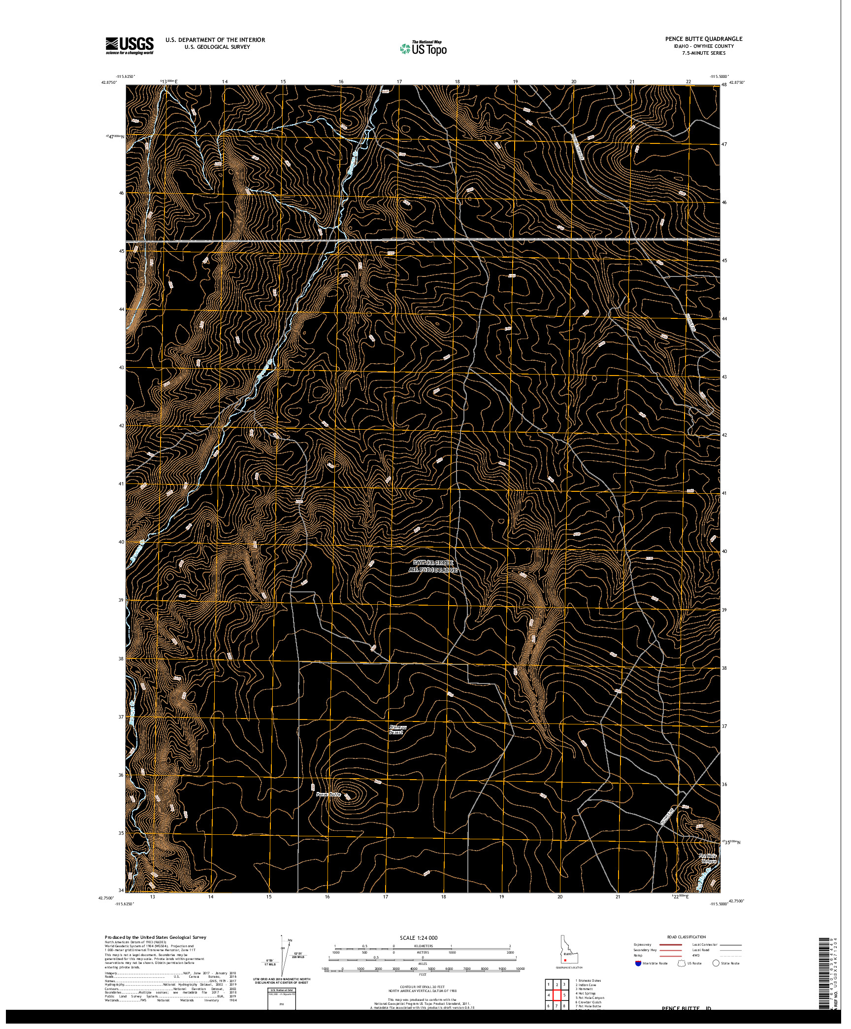 USGS US TOPO 7.5-MINUTE MAP FOR PENCE BUTTE, ID 2020