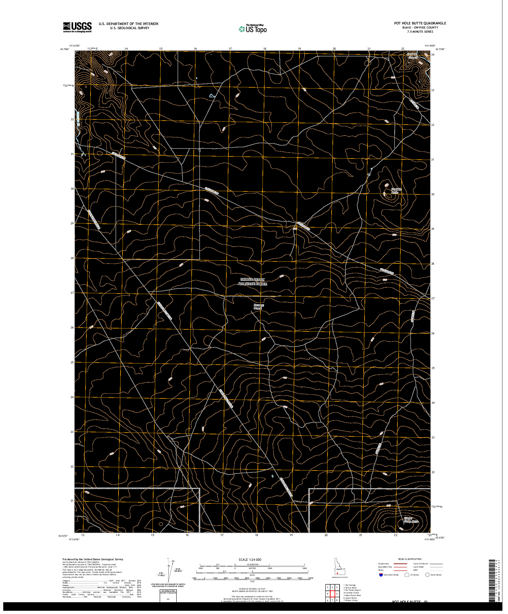 USGS US TOPO 7.5-MINUTE MAP FOR POT HOLE BUTTE, ID 2020