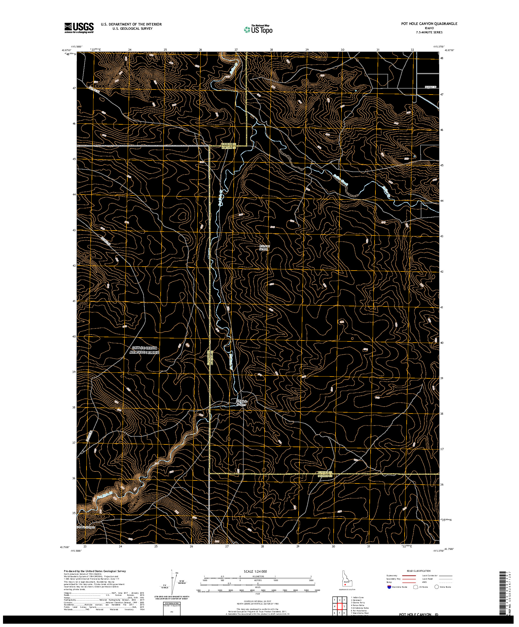 USGS US TOPO 7.5-MINUTE MAP FOR POT HOLE CANYON, ID 2020