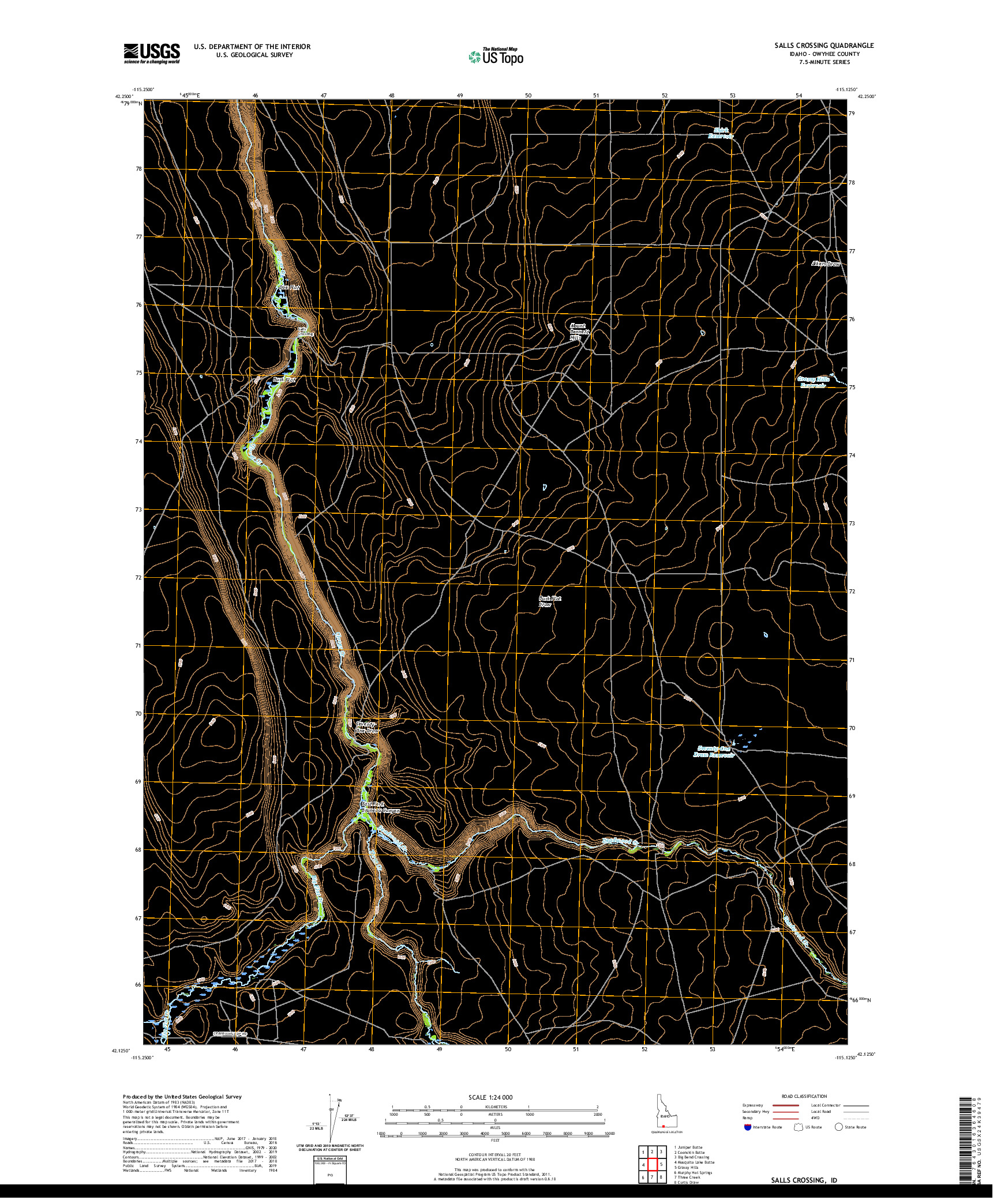 USGS US TOPO 7.5-MINUTE MAP FOR SALLS CROSSING, ID 2020