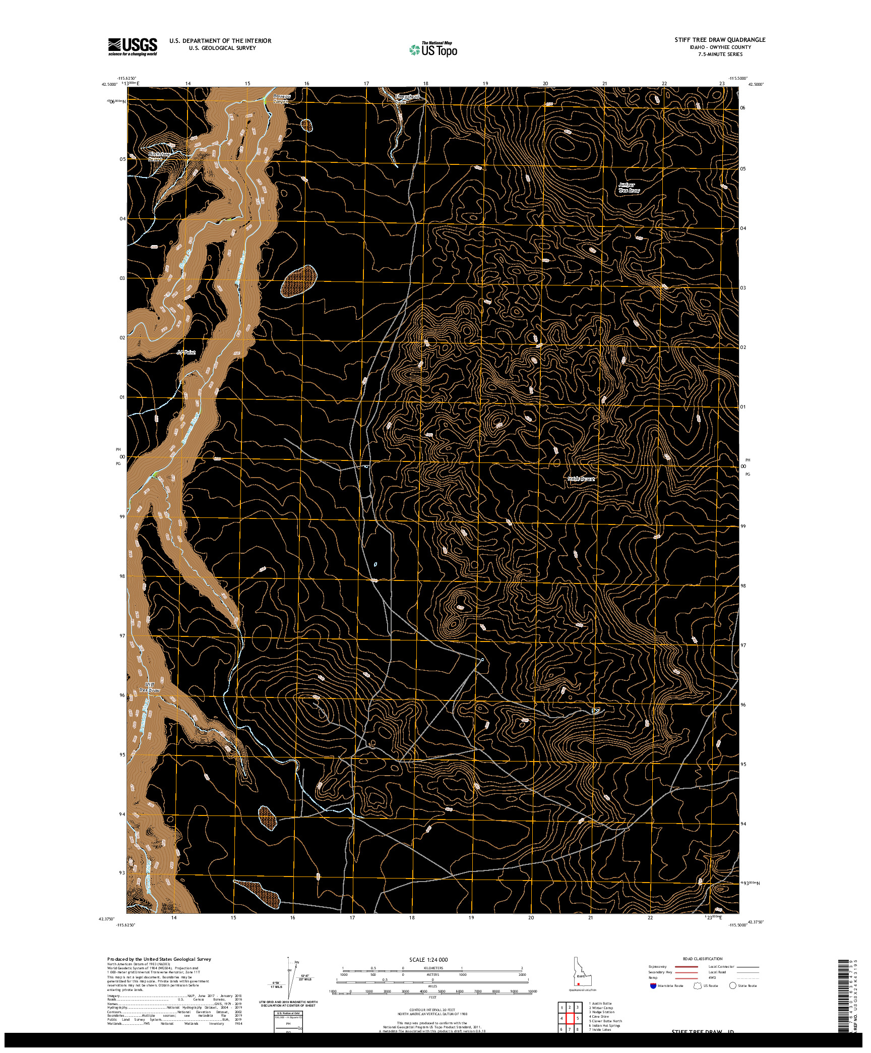 USGS US TOPO 7.5-MINUTE MAP FOR STIFF TREE DRAW, ID 2020