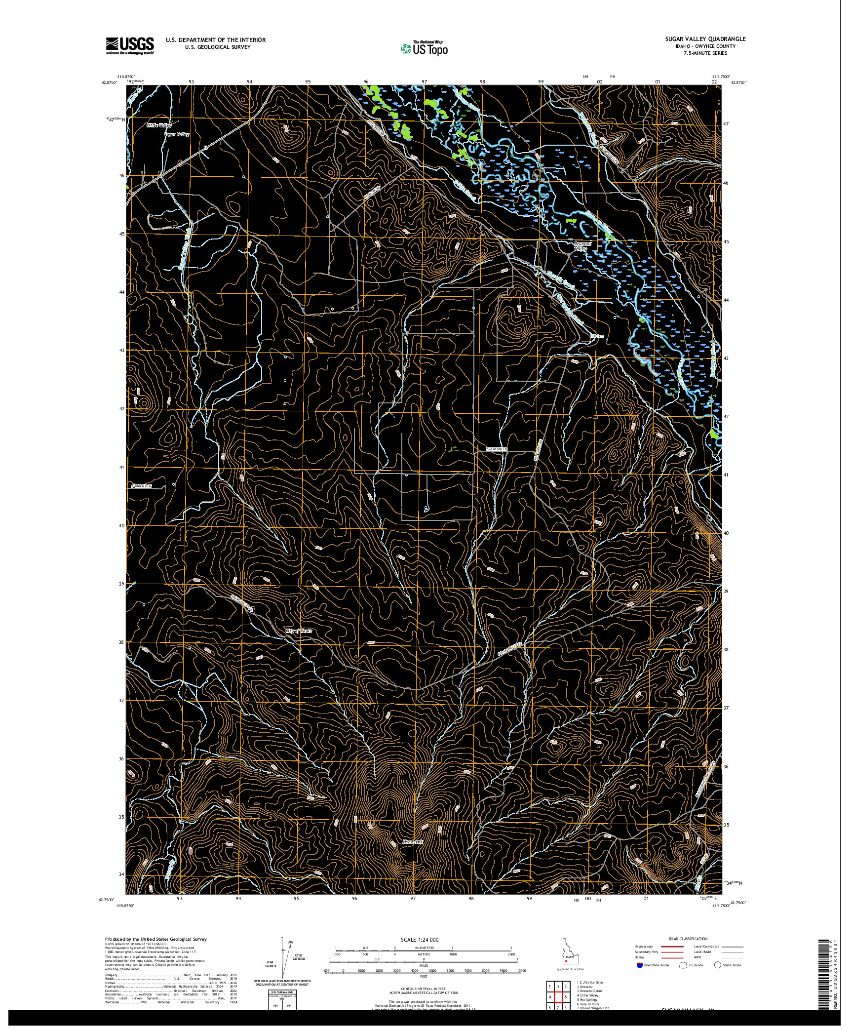 USGS US TOPO 7.5-MINUTE MAP FOR SUGAR VALLEY, ID 2020