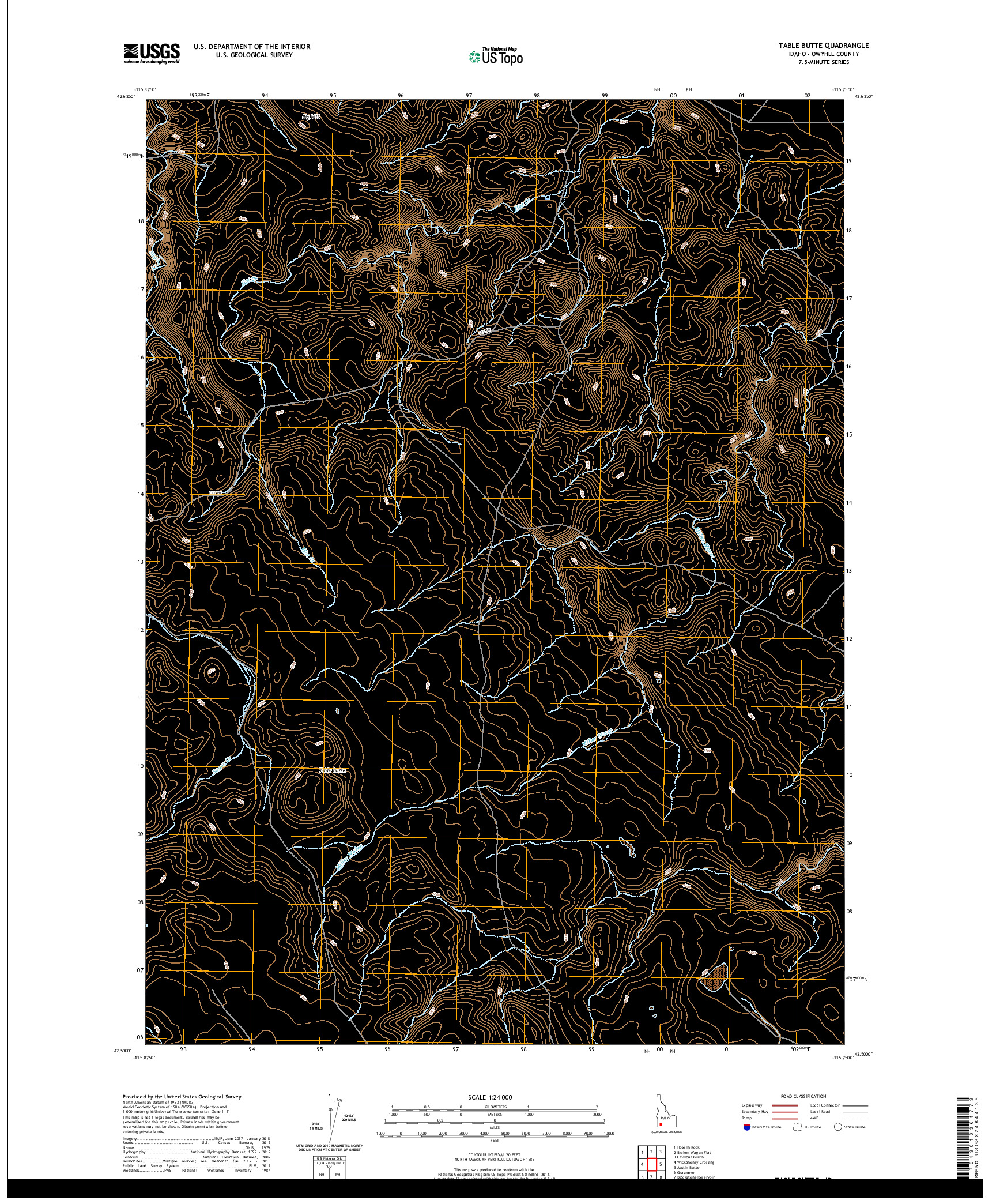 USGS US TOPO 7.5-MINUTE MAP FOR TABLE BUTTE, ID 2020