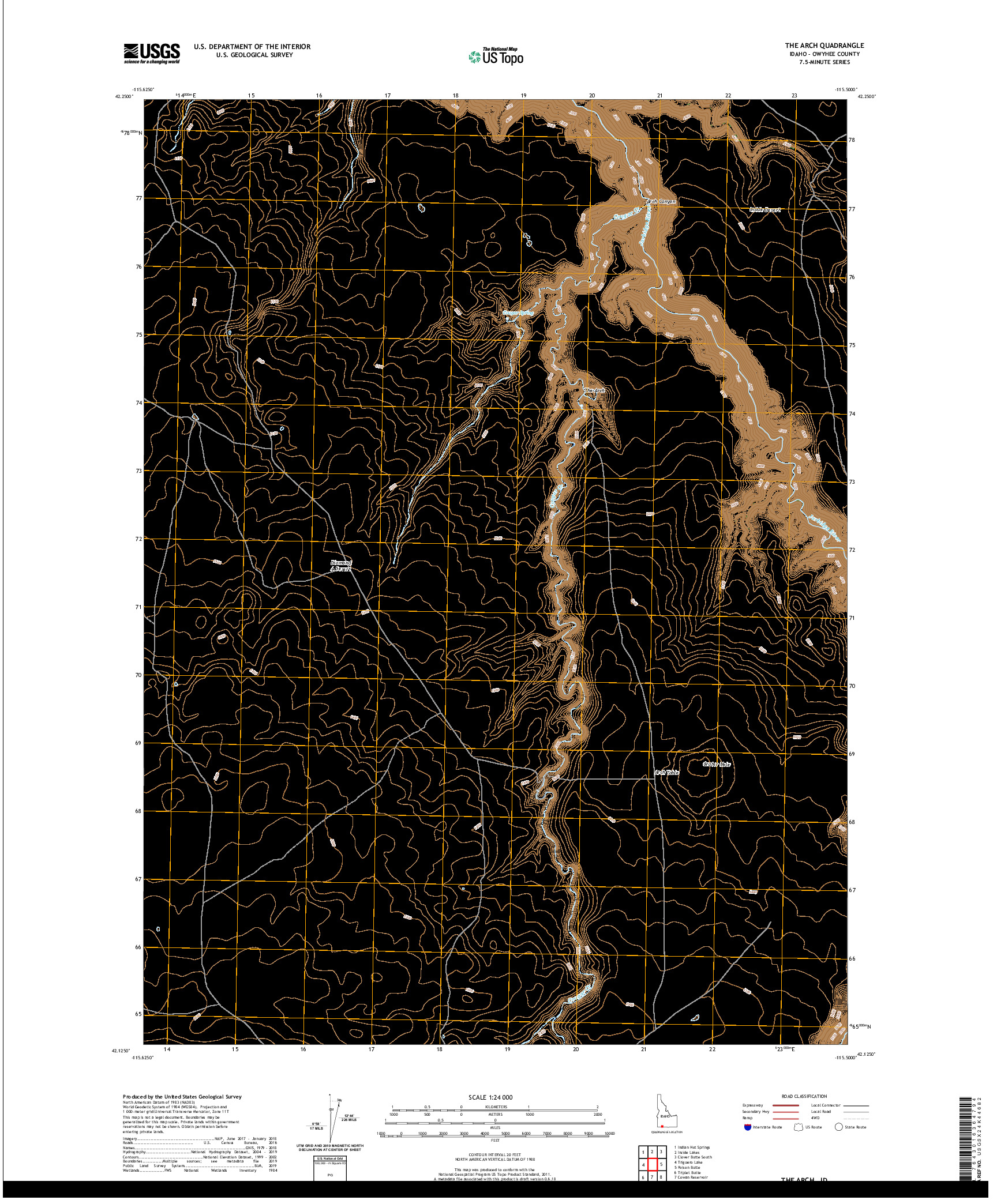 USGS US TOPO 7.5-MINUTE MAP FOR THE ARCH, ID 2020