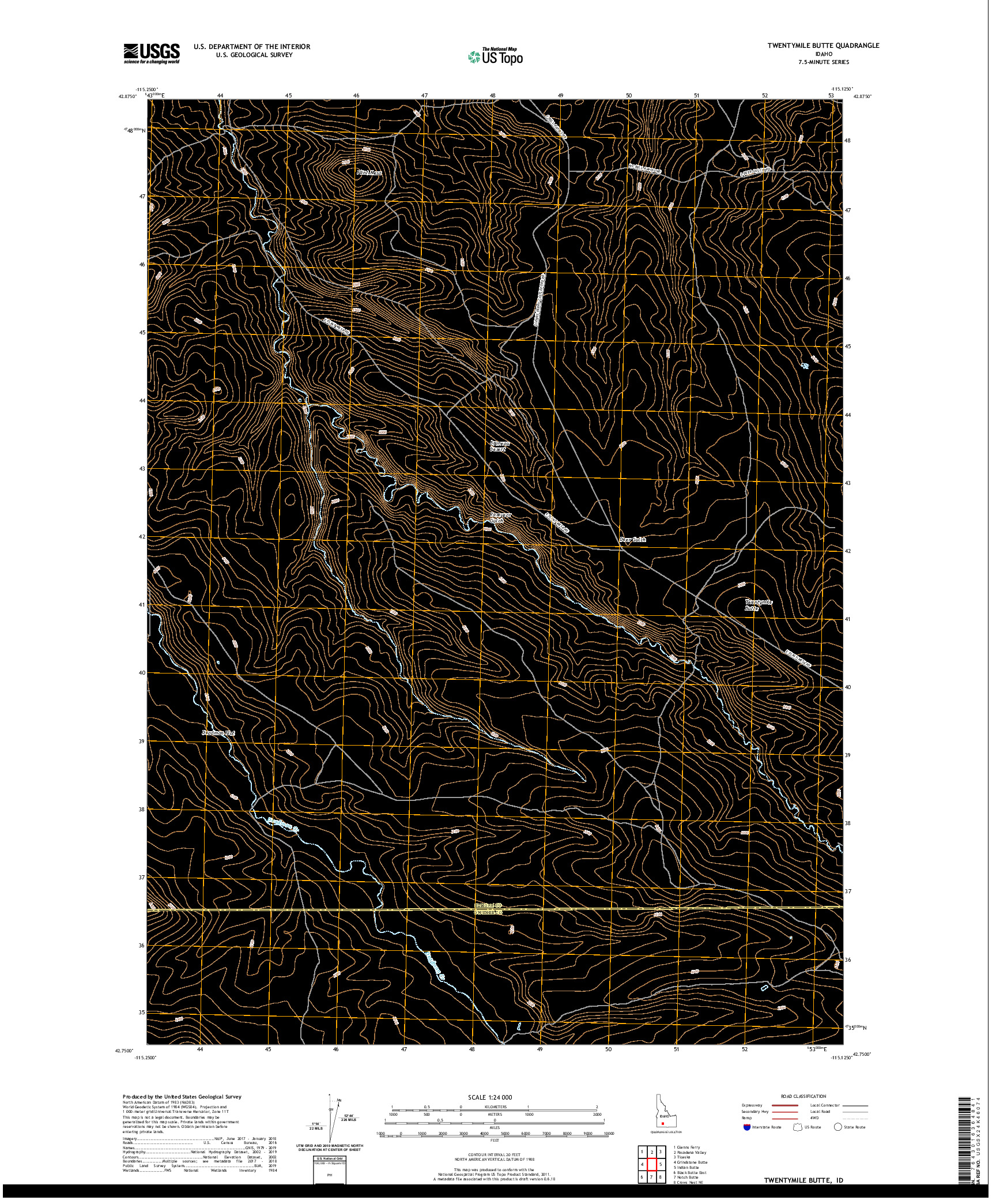USGS US TOPO 7.5-MINUTE MAP FOR TWENTYMILE BUTTE, ID 2020