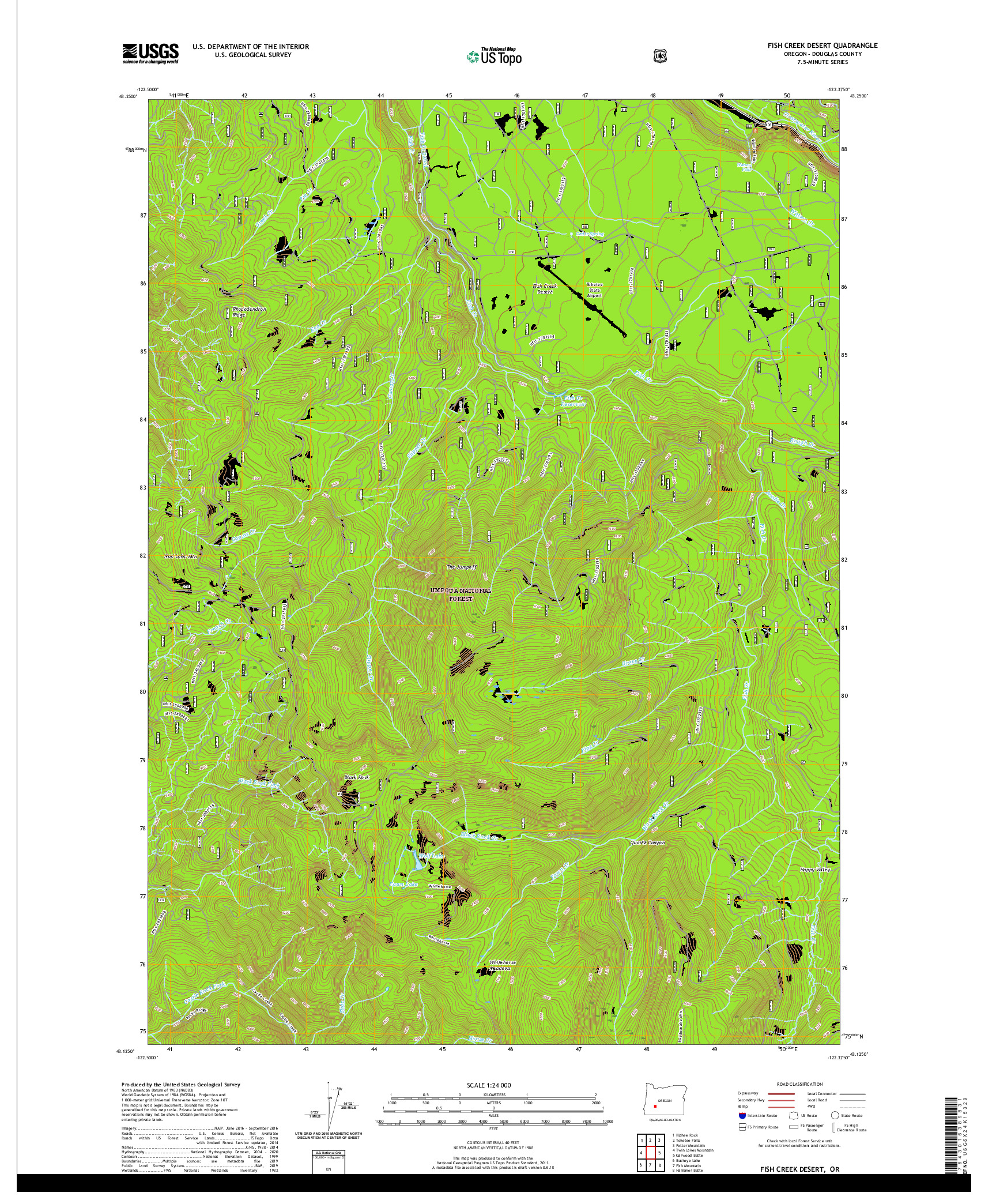 USGS US TOPO 7.5-MINUTE MAP FOR FISH CREEK DESERT, OR 2020