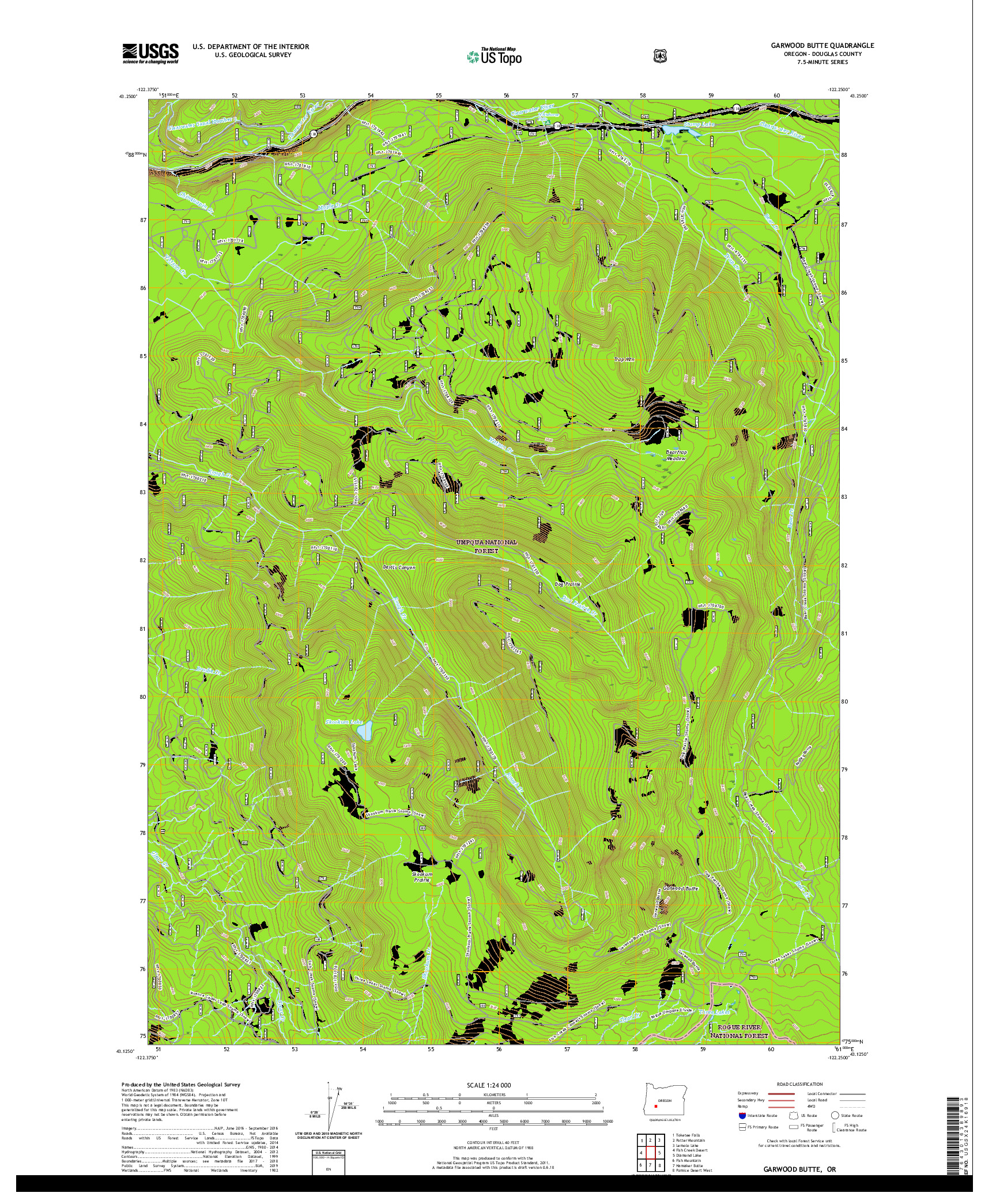 USGS US TOPO 7.5-MINUTE MAP FOR GARWOOD BUTTE, OR 2020