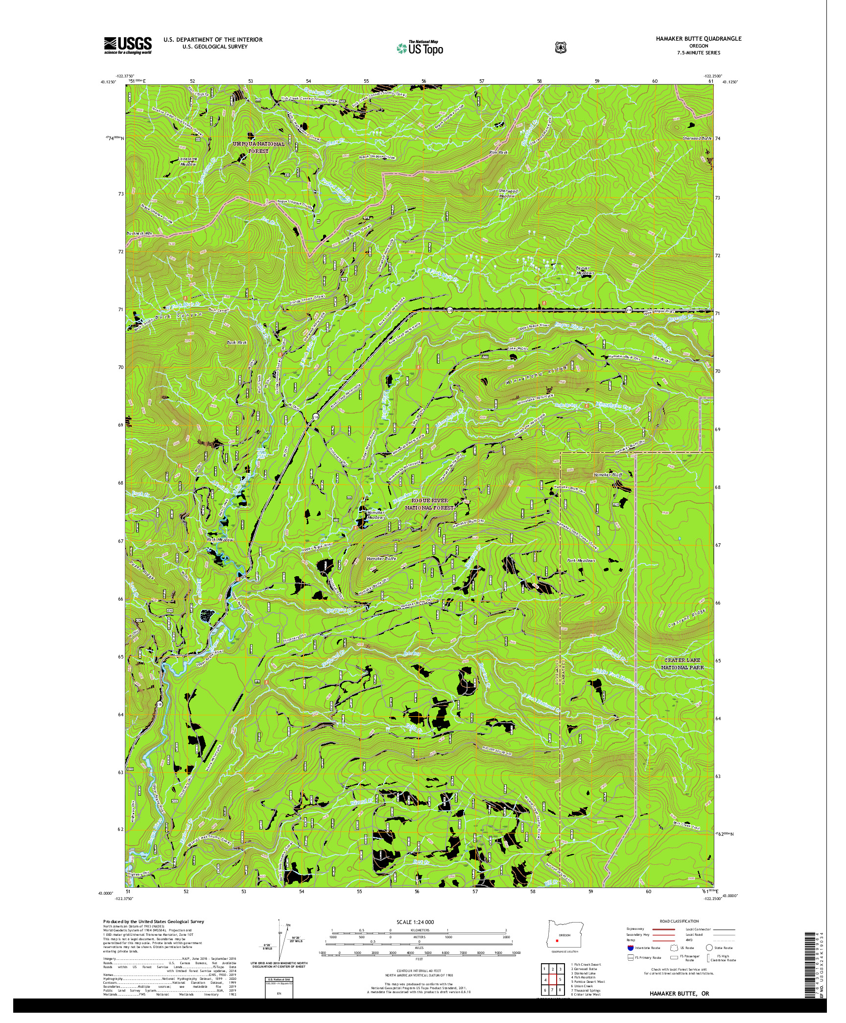 USGS US TOPO 7.5-MINUTE MAP FOR HAMAKER BUTTE, OR 2020