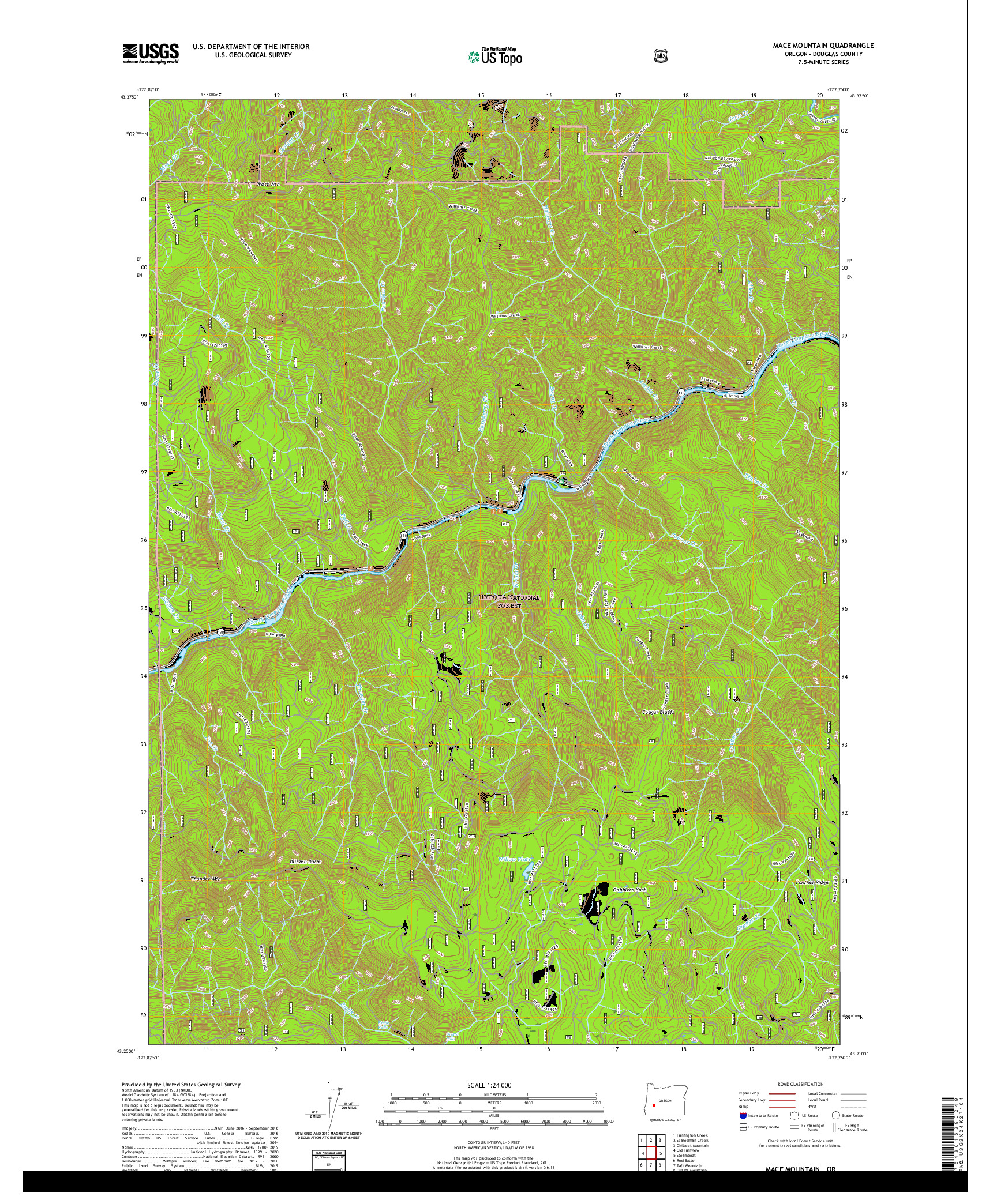 USGS US TOPO 7.5-MINUTE MAP FOR MACE MOUNTAIN, OR 2020