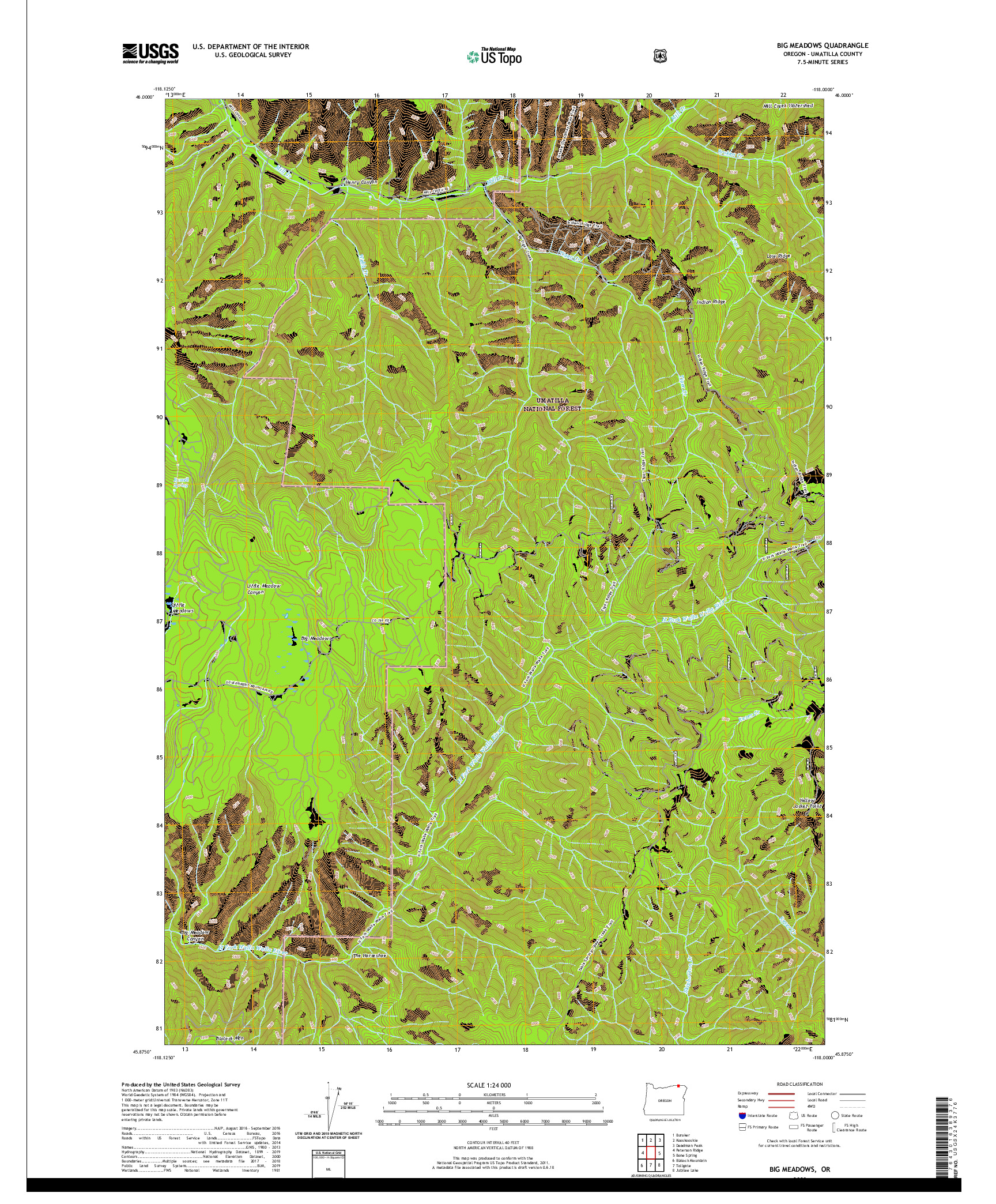 USGS US TOPO 7.5-MINUTE MAP FOR BIG MEADOWS, OR 2020