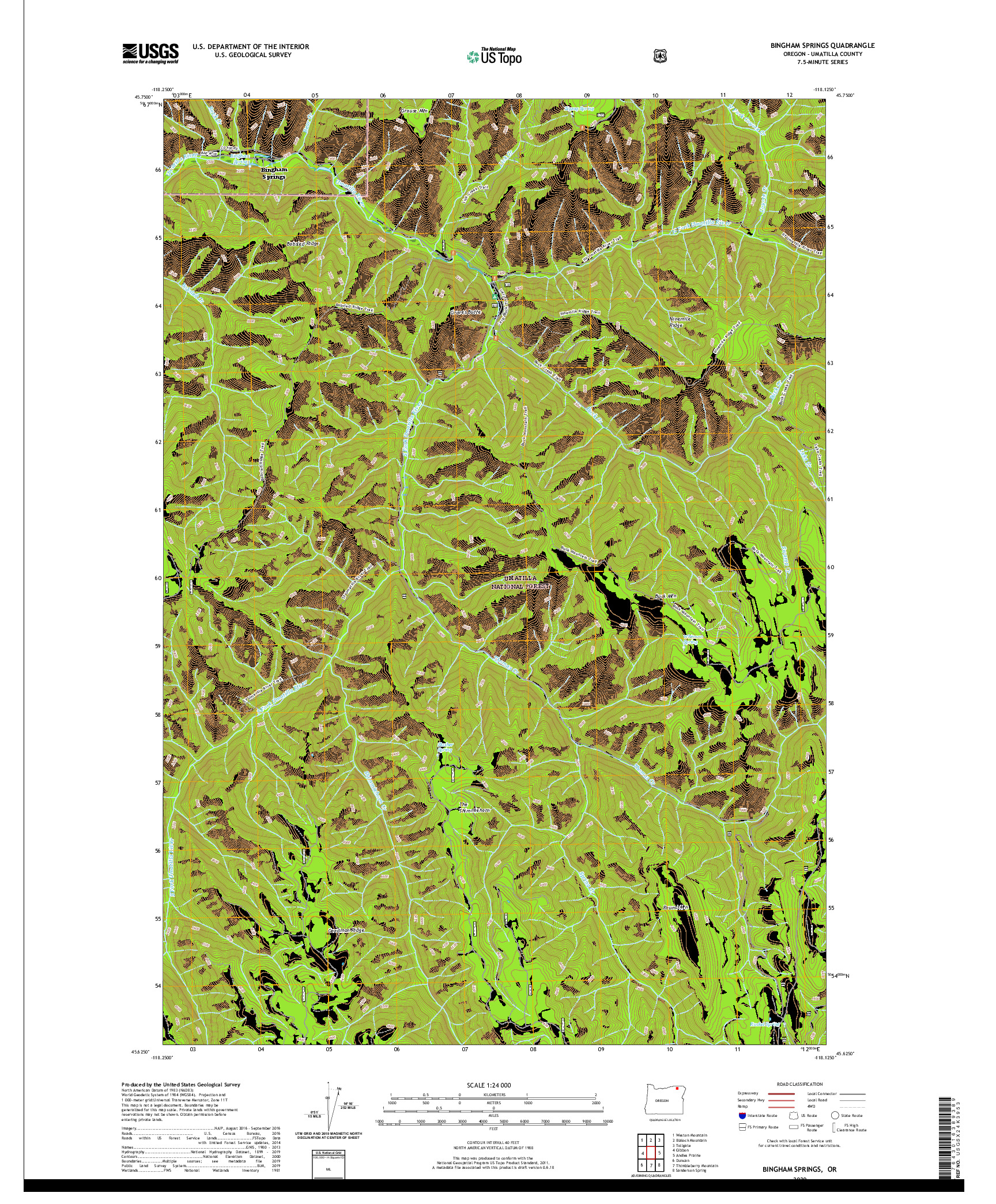 USGS US TOPO 7.5-MINUTE MAP FOR BINGHAM SPRINGS, OR 2020