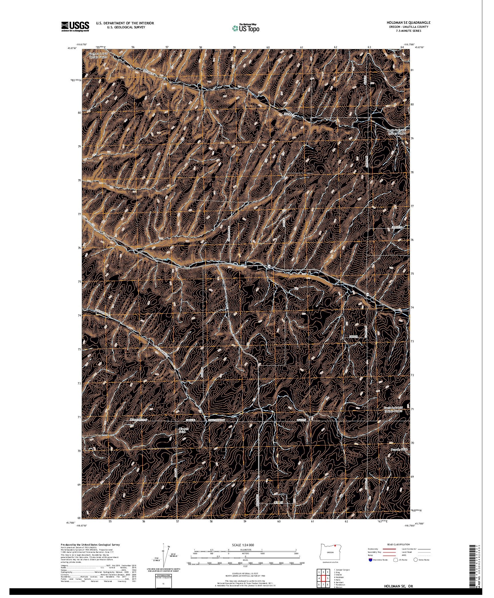 USGS US TOPO 7.5-MINUTE MAP FOR HOLDMAN SE, OR 2020