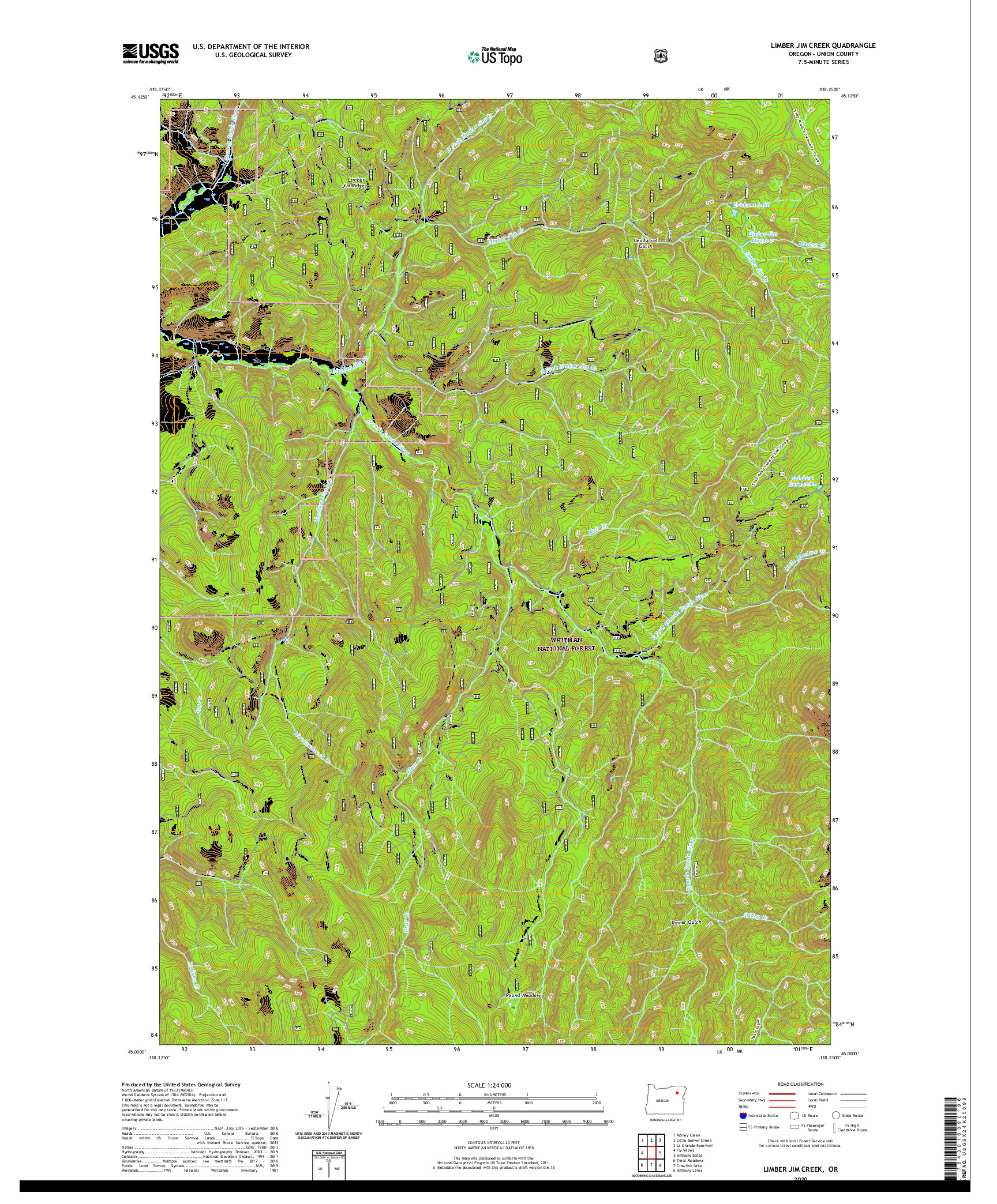 USGS US TOPO 7.5-MINUTE MAP FOR LIMBER JIM CREEK, OR 2020