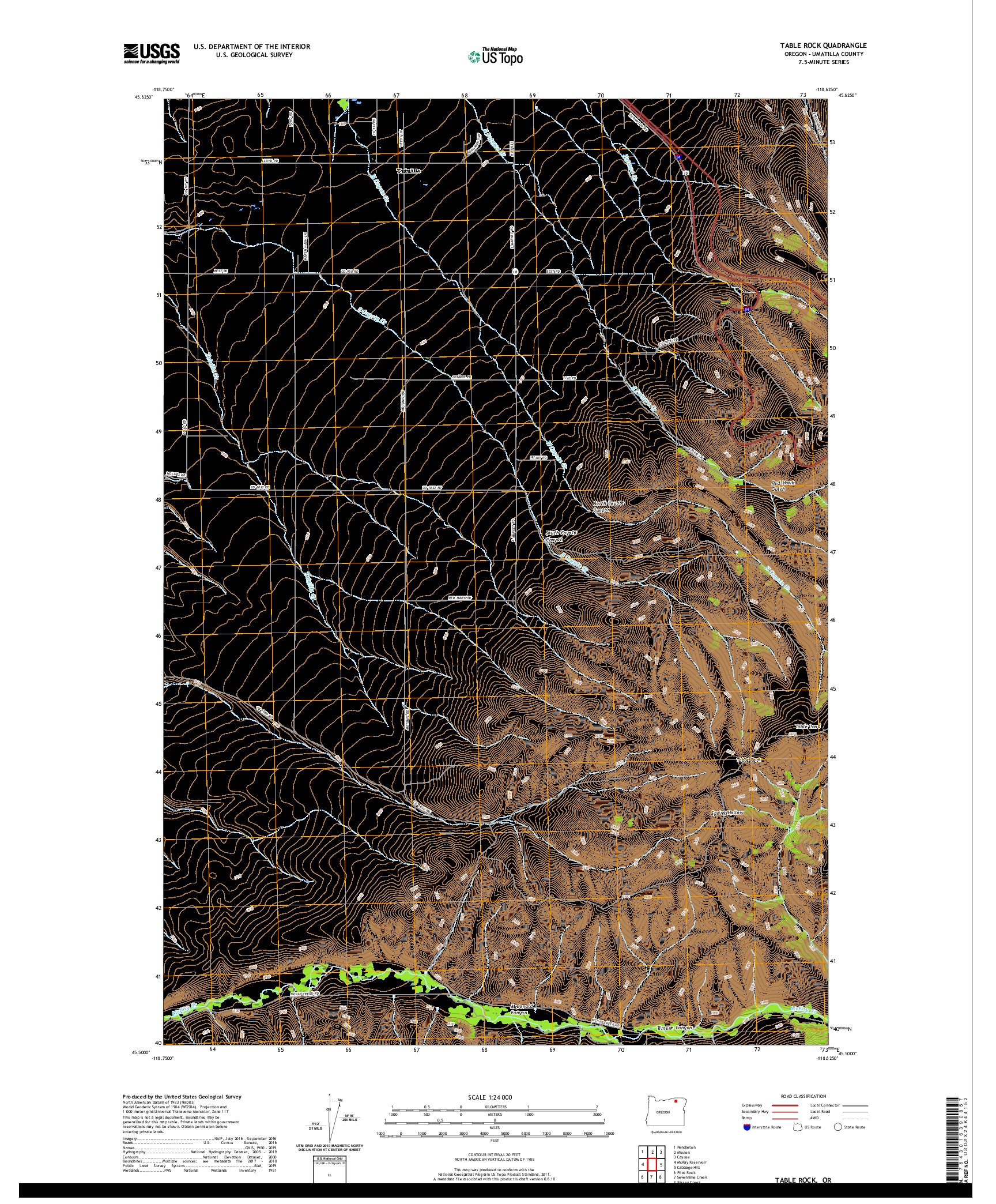 USGS US TOPO 7.5-MINUTE MAP FOR TABLE ROCK, OR 2020