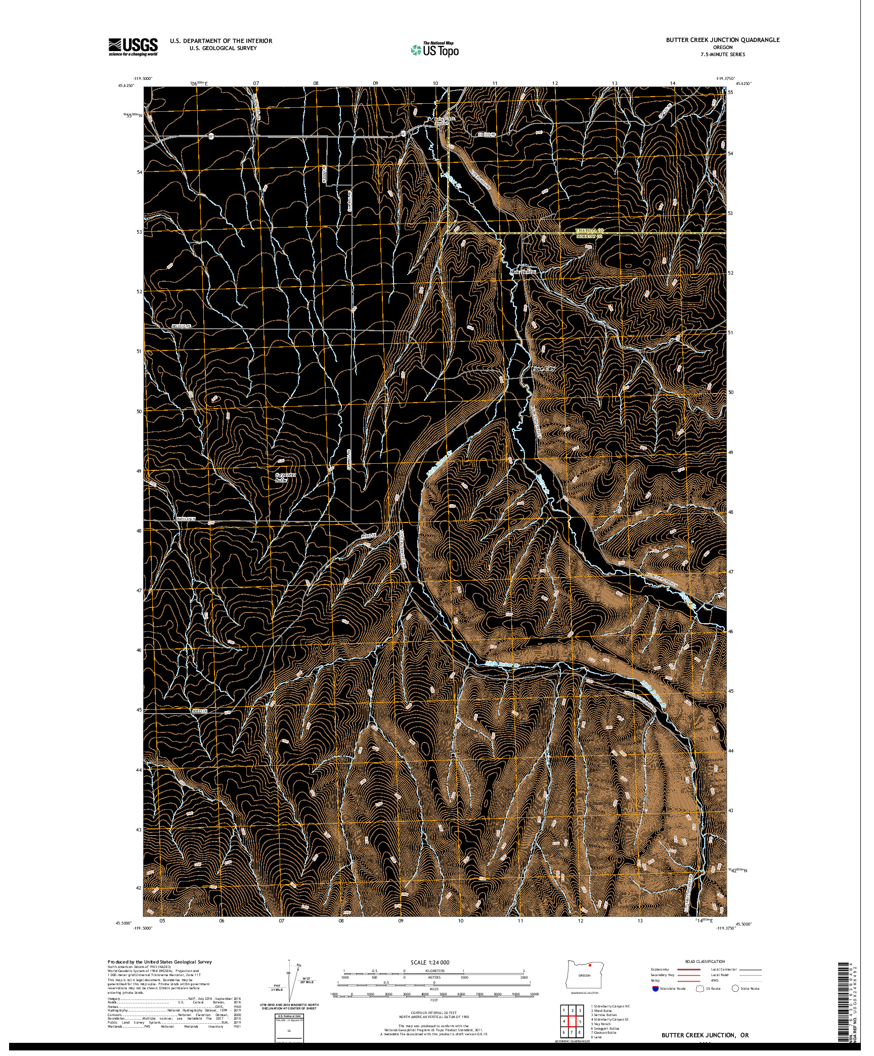 USGS US TOPO 7.5-MINUTE MAP FOR BUTTER CREEK JUNCTION, OR 2020