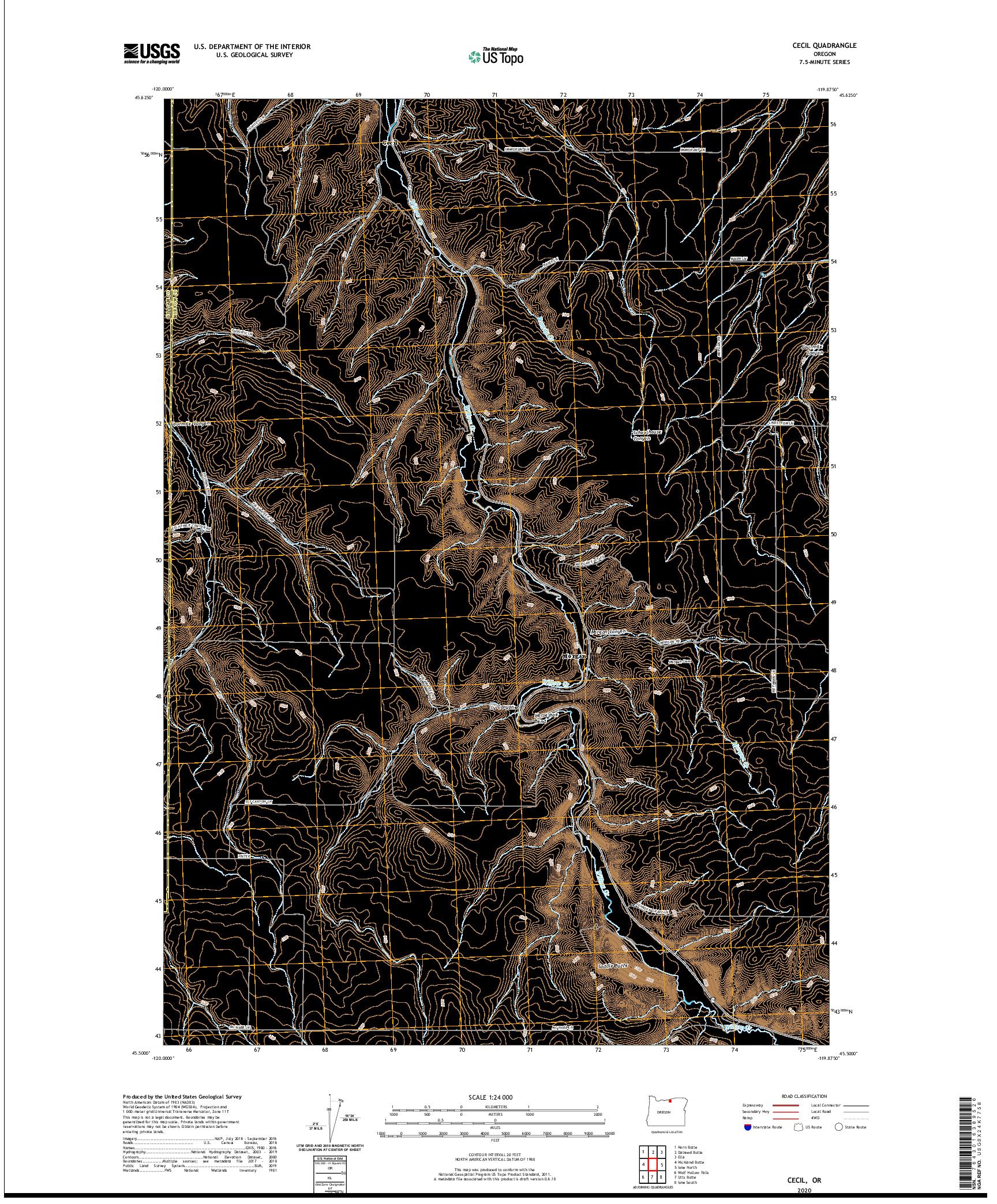 USGS US TOPO 7.5-MINUTE MAP FOR CECIL, OR 2020