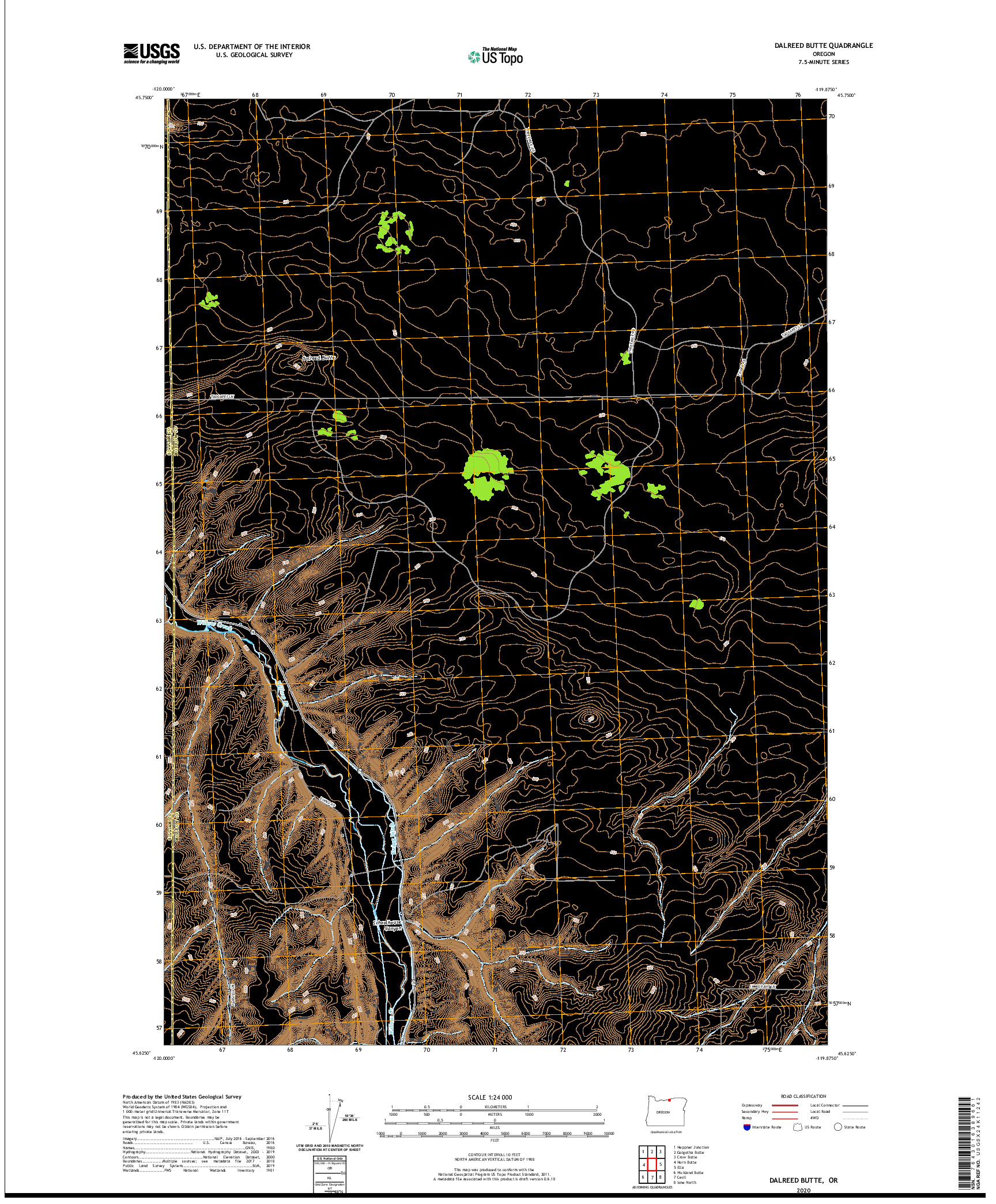 USGS US TOPO 7.5-MINUTE MAP FOR DALREED BUTTE, OR 2020