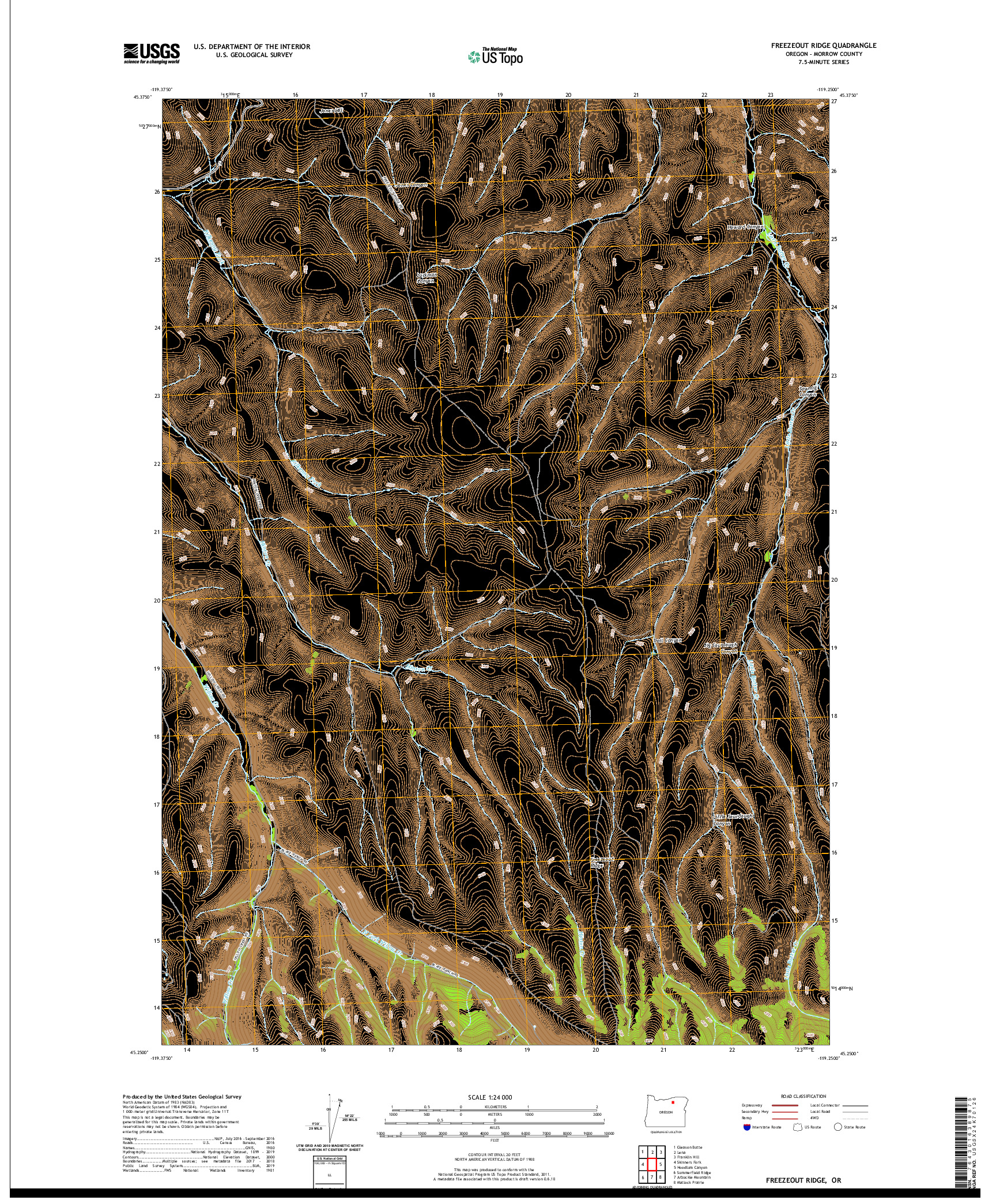 USGS US TOPO 7.5-MINUTE MAP FOR FREEZEOUT RIDGE, OR 2020