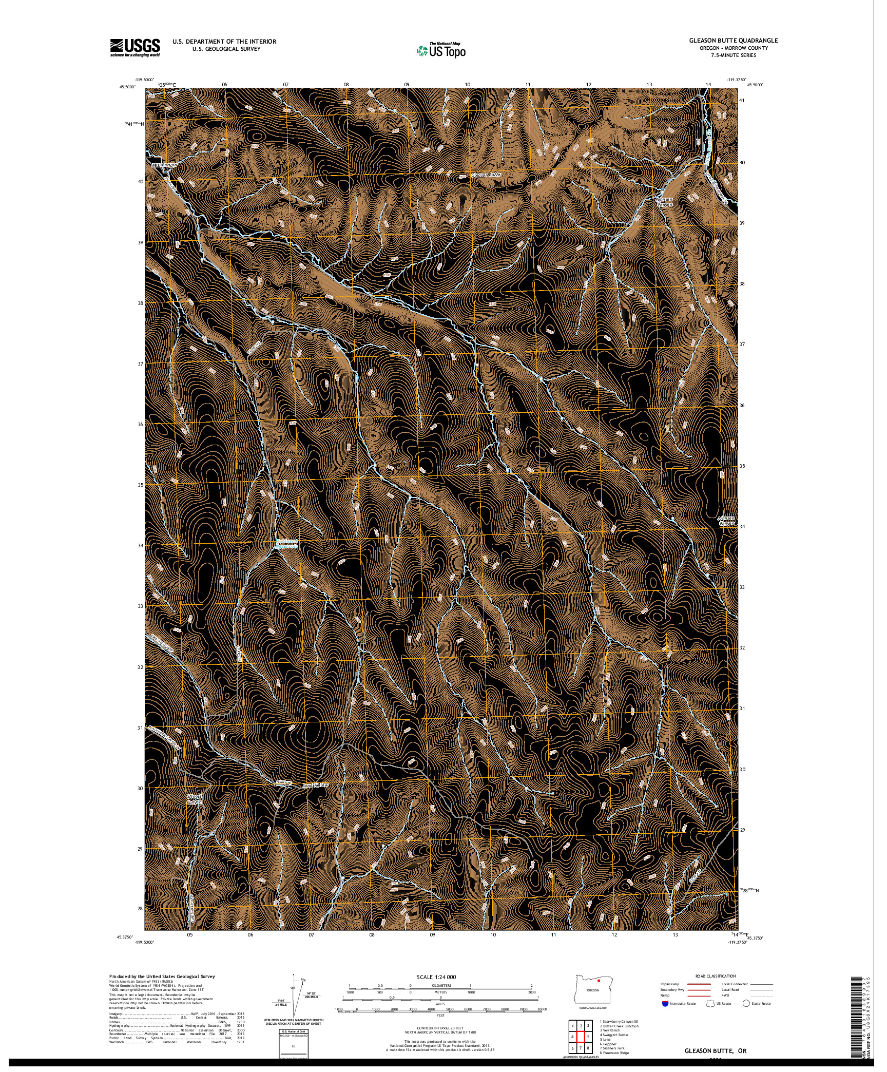 USGS US TOPO 7.5-MINUTE MAP FOR GLEASON BUTTE, OR 2020