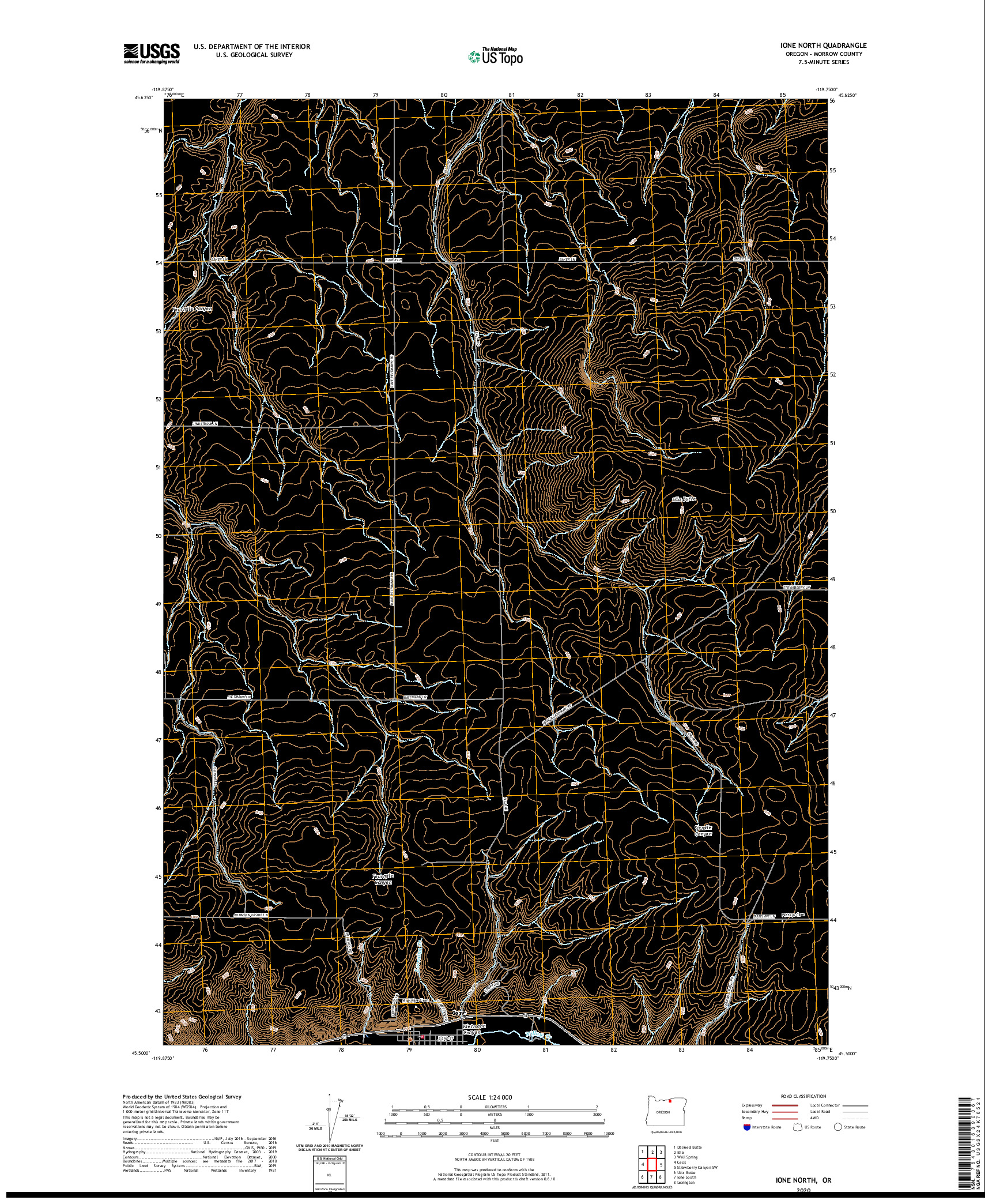 USGS US TOPO 7.5-MINUTE MAP FOR IONE NORTH, OR 2020