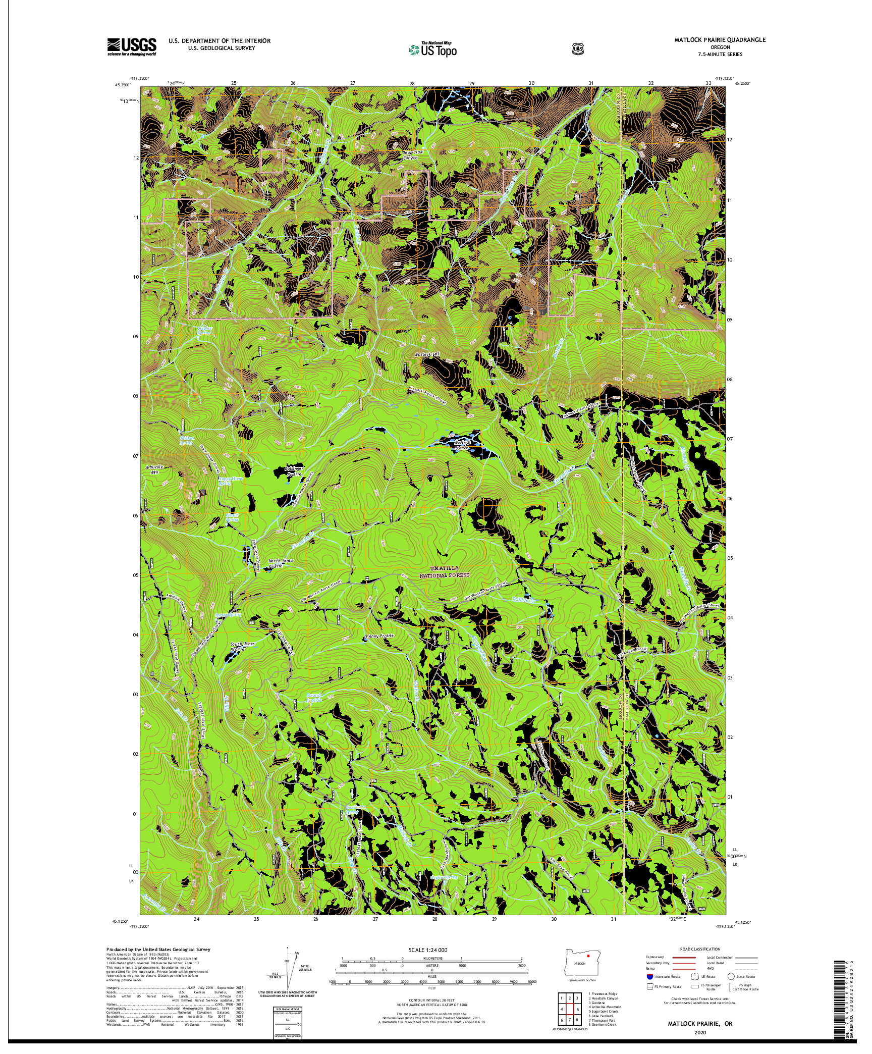 USGS US TOPO 7.5-MINUTE MAP FOR MATLOCK PRAIRIE, OR 2020