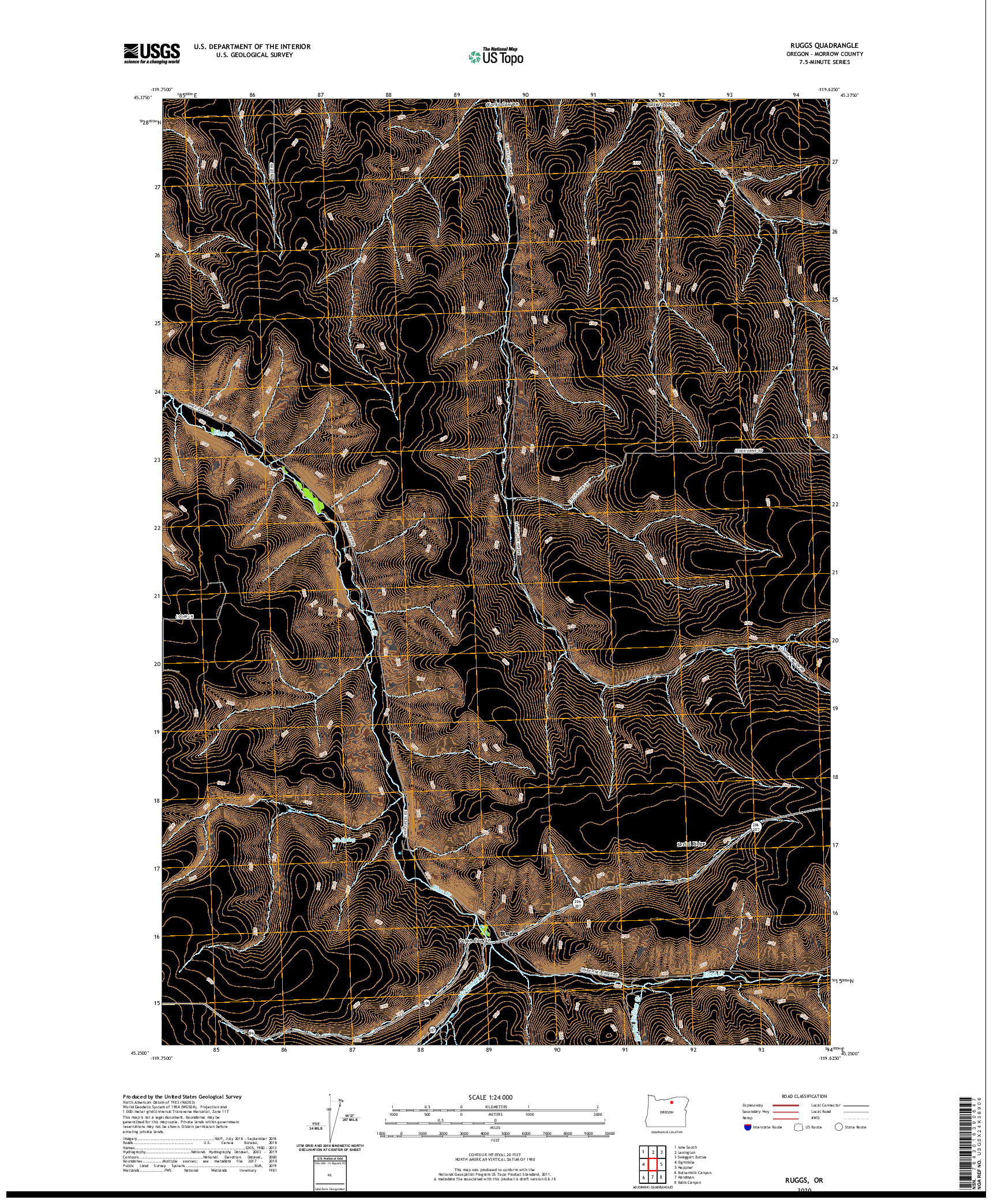 USGS US TOPO 7.5-MINUTE MAP FOR RUGGS, OR 2020