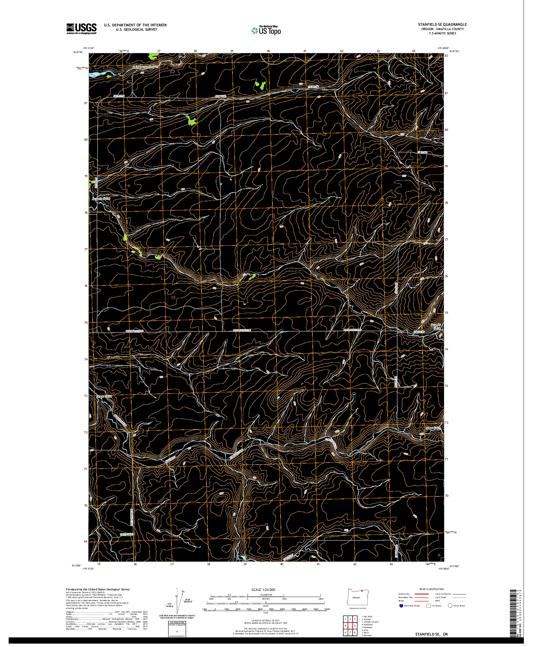 USGS US TOPO 7.5-MINUTE MAP FOR STANFIELD SE, OR 2020