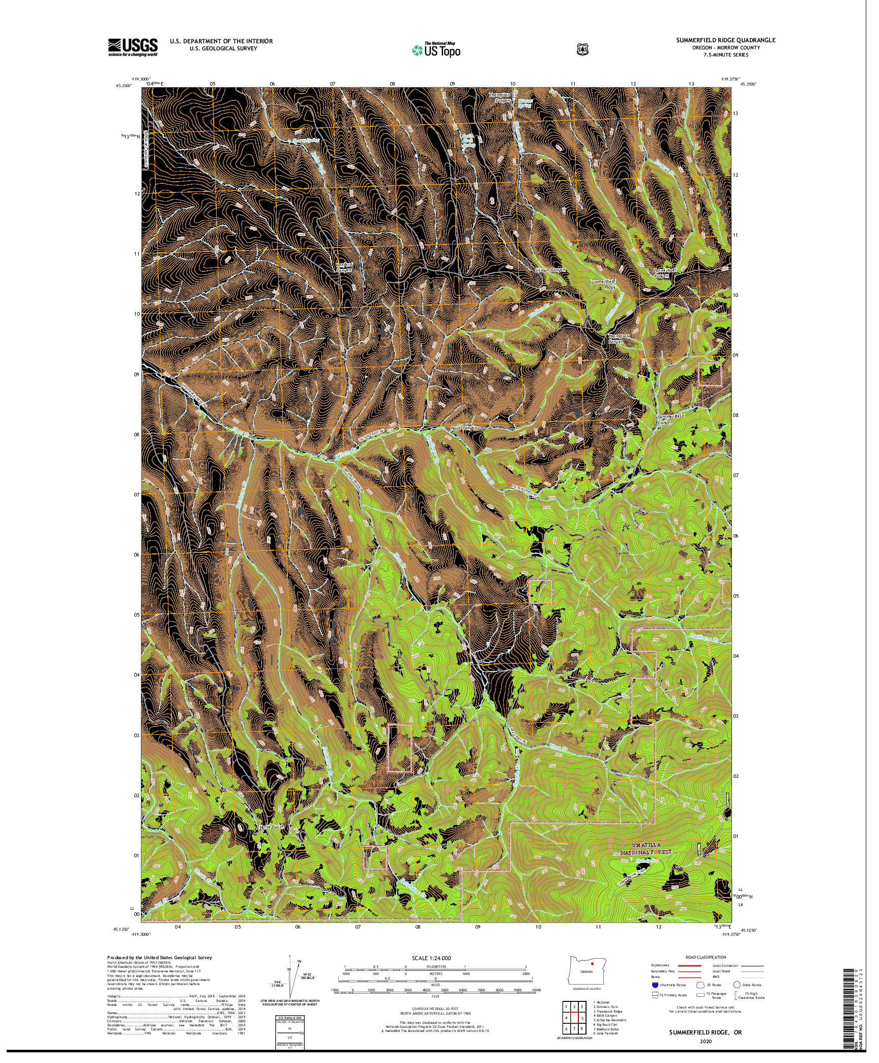 USGS US TOPO 7.5-MINUTE MAP FOR SUMMERFIELD RIDGE, OR 2020