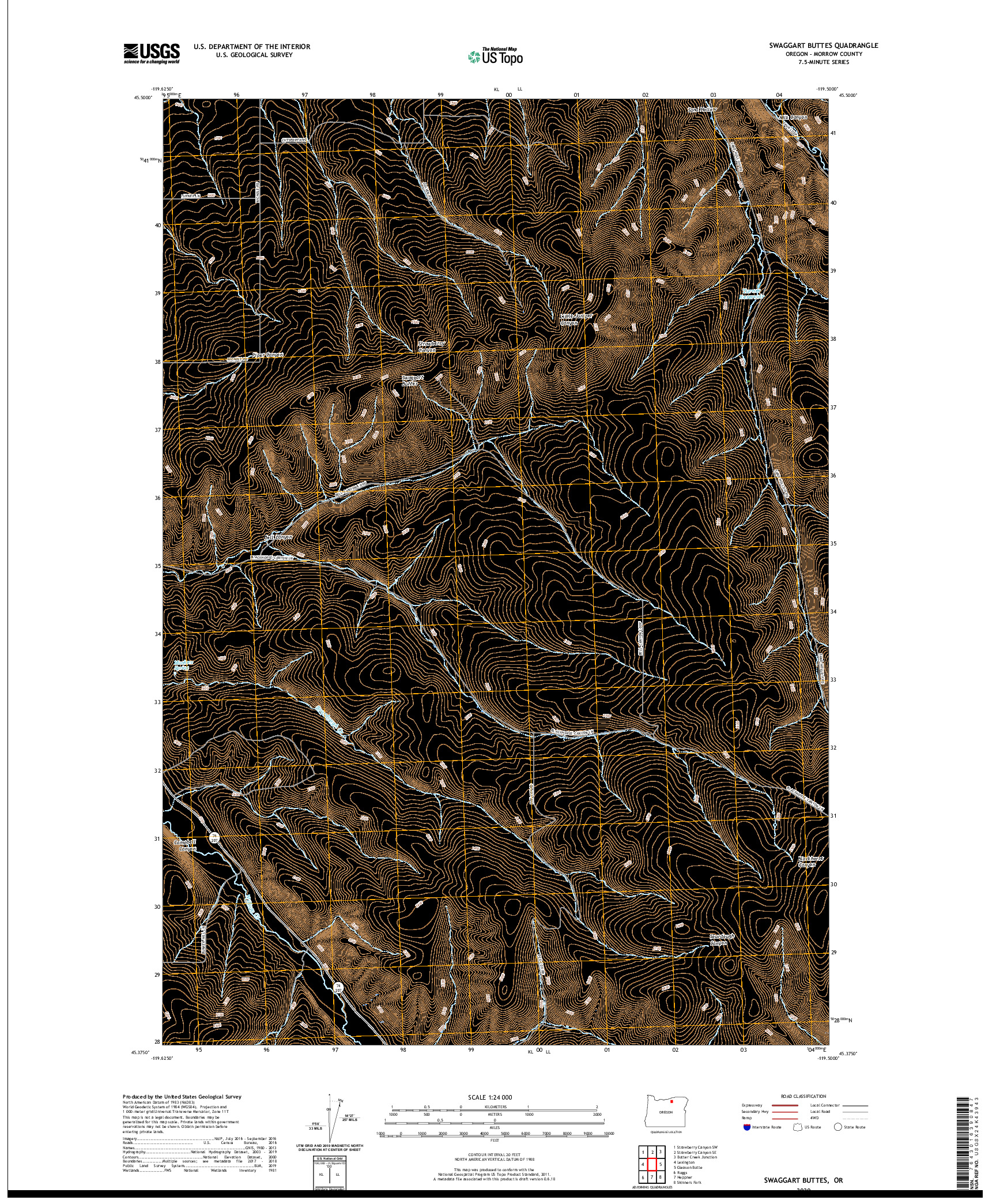 USGS US TOPO 7.5-MINUTE MAP FOR SWAGGART BUTTES, OR 2020