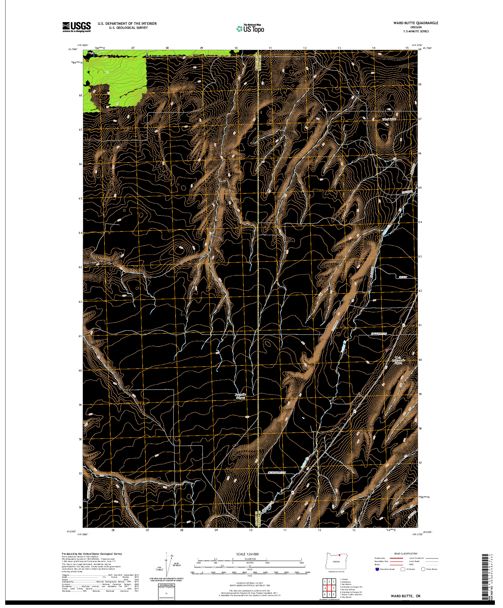 USGS US TOPO 7.5-MINUTE MAP FOR WARD BUTTE, OR 2020