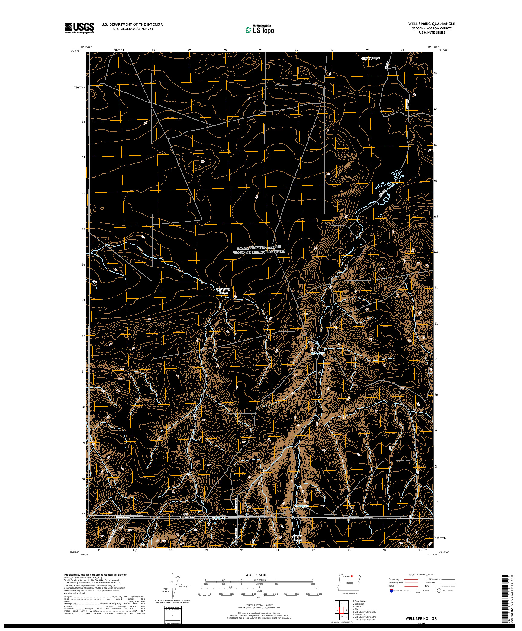 USGS US TOPO 7.5-MINUTE MAP FOR WELL SPRING, OR 2020