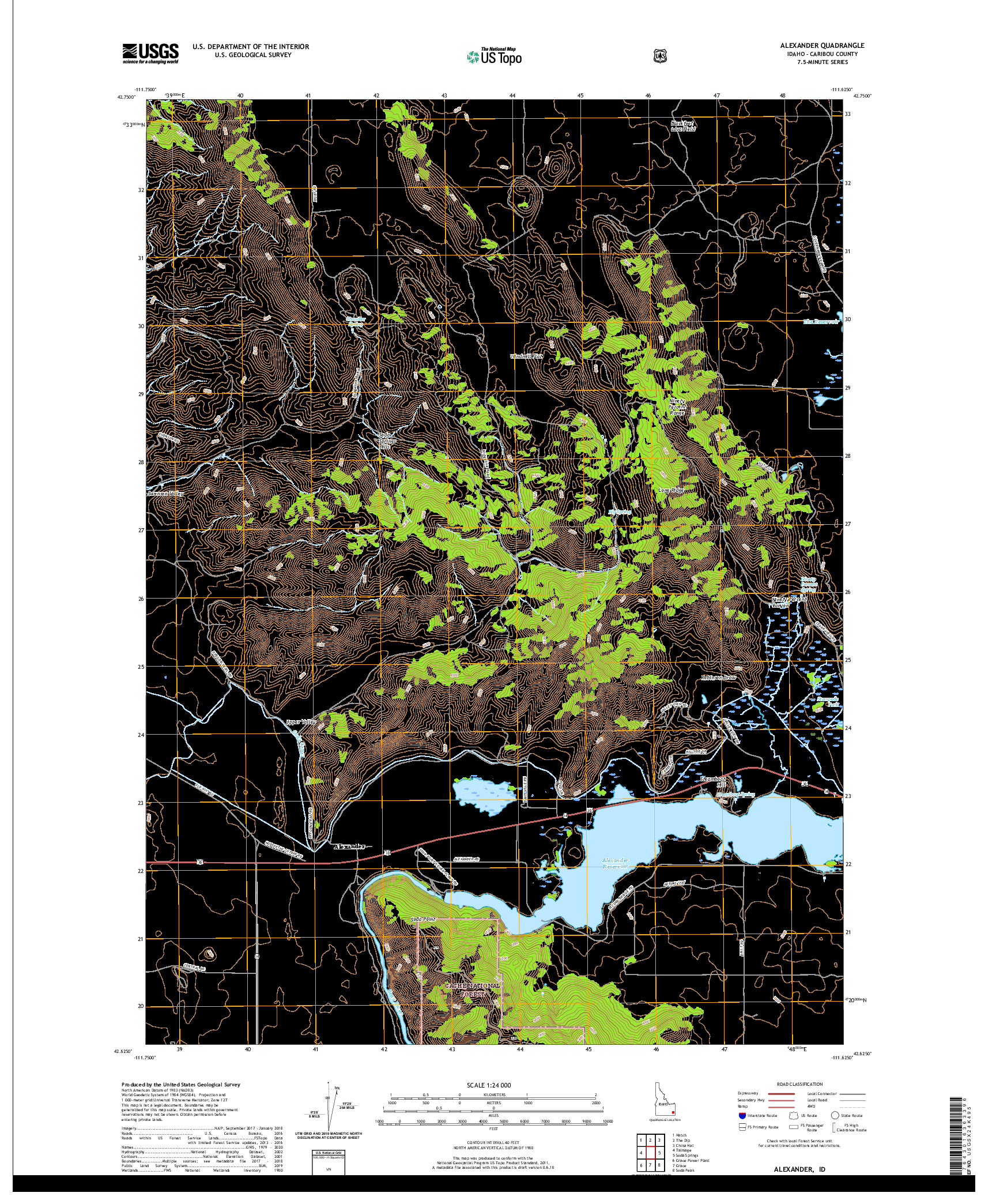 USGS US TOPO 7.5-MINUTE MAP FOR ALEXANDER, ID 2020