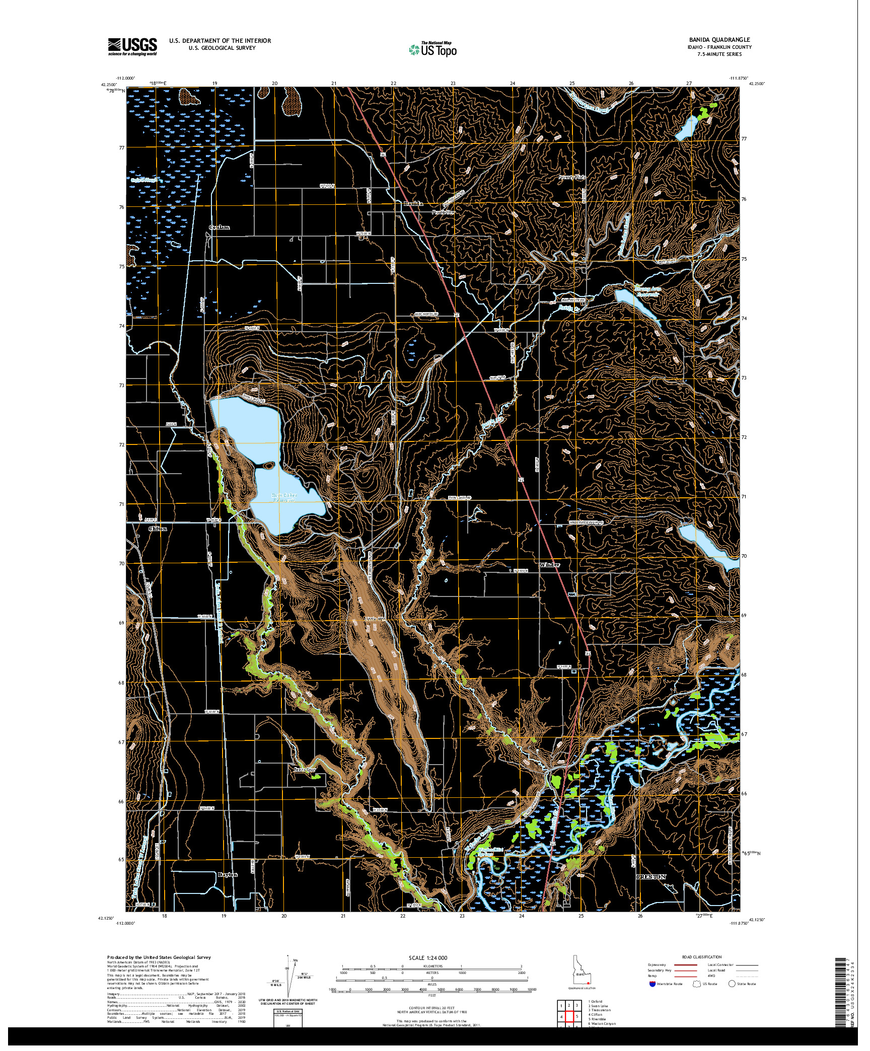 USGS US TOPO 7.5-MINUTE MAP FOR BANIDA, ID 2020