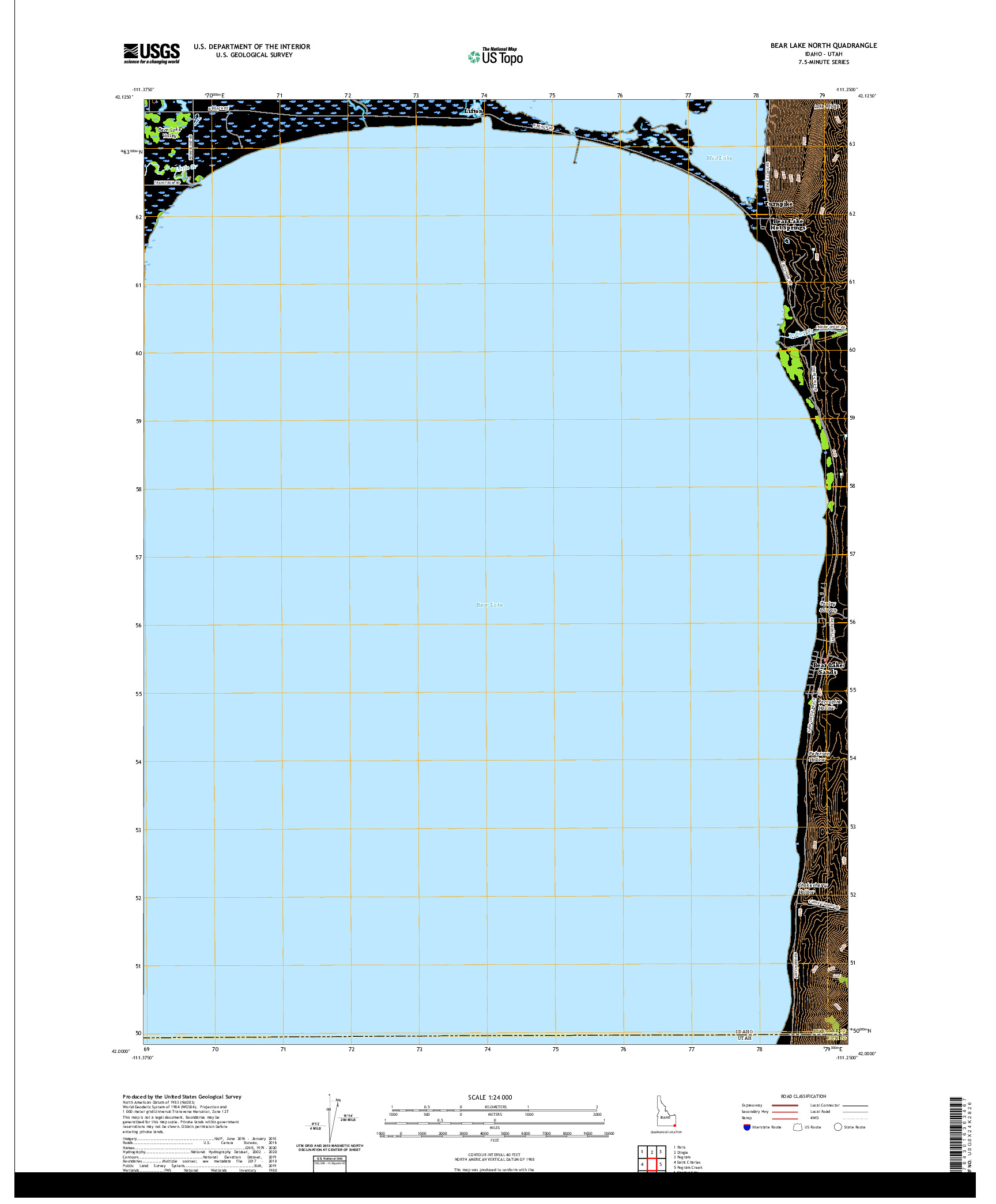 USGS US TOPO 7.5-MINUTE MAP FOR BEAR LAKE NORTH, ID,UT 2020