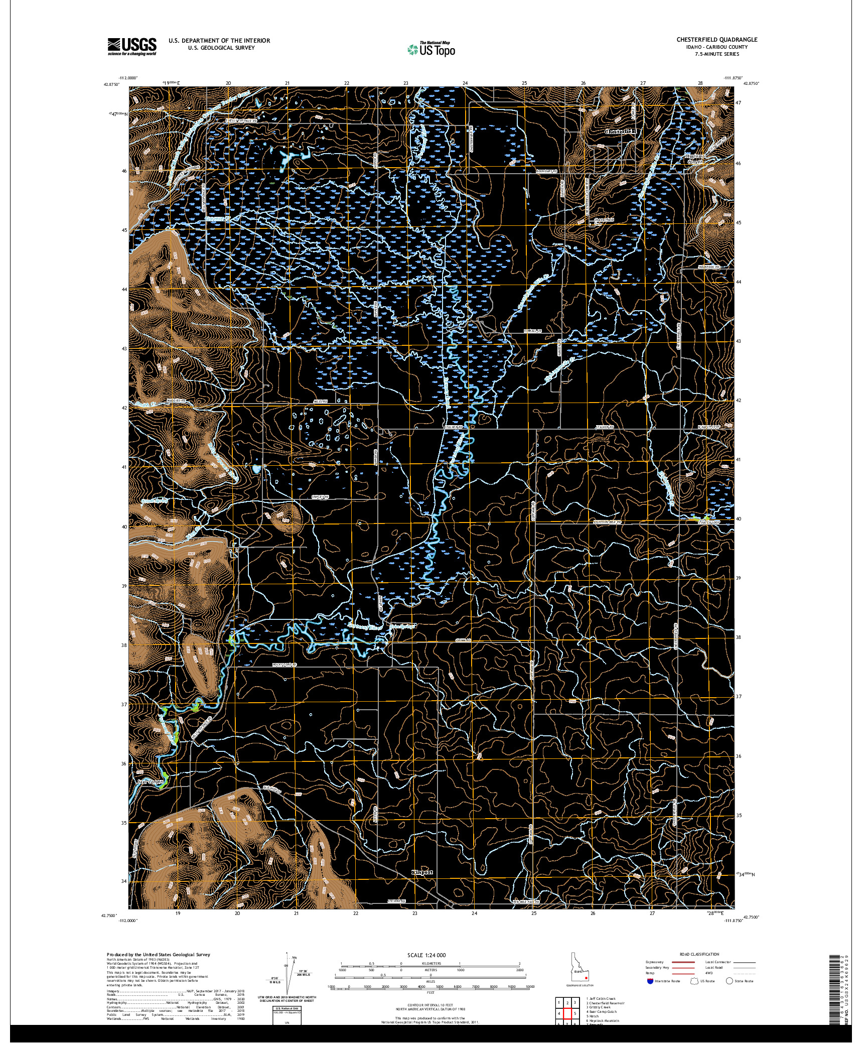 USGS US TOPO 7.5-MINUTE MAP FOR CHESTERFIELD, ID 2020