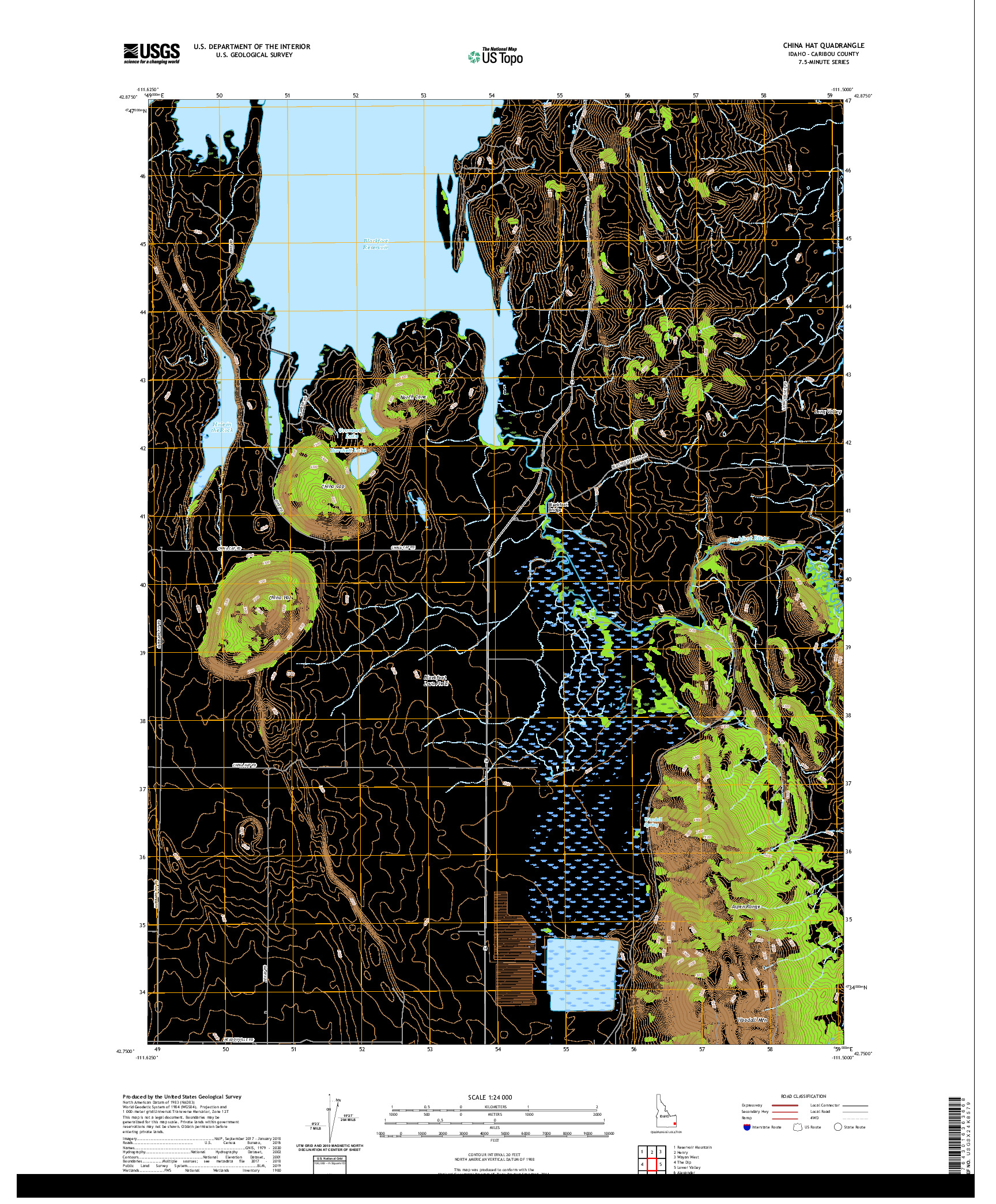 USGS US TOPO 7.5-MINUTE MAP FOR CHINA HAT, ID 2020