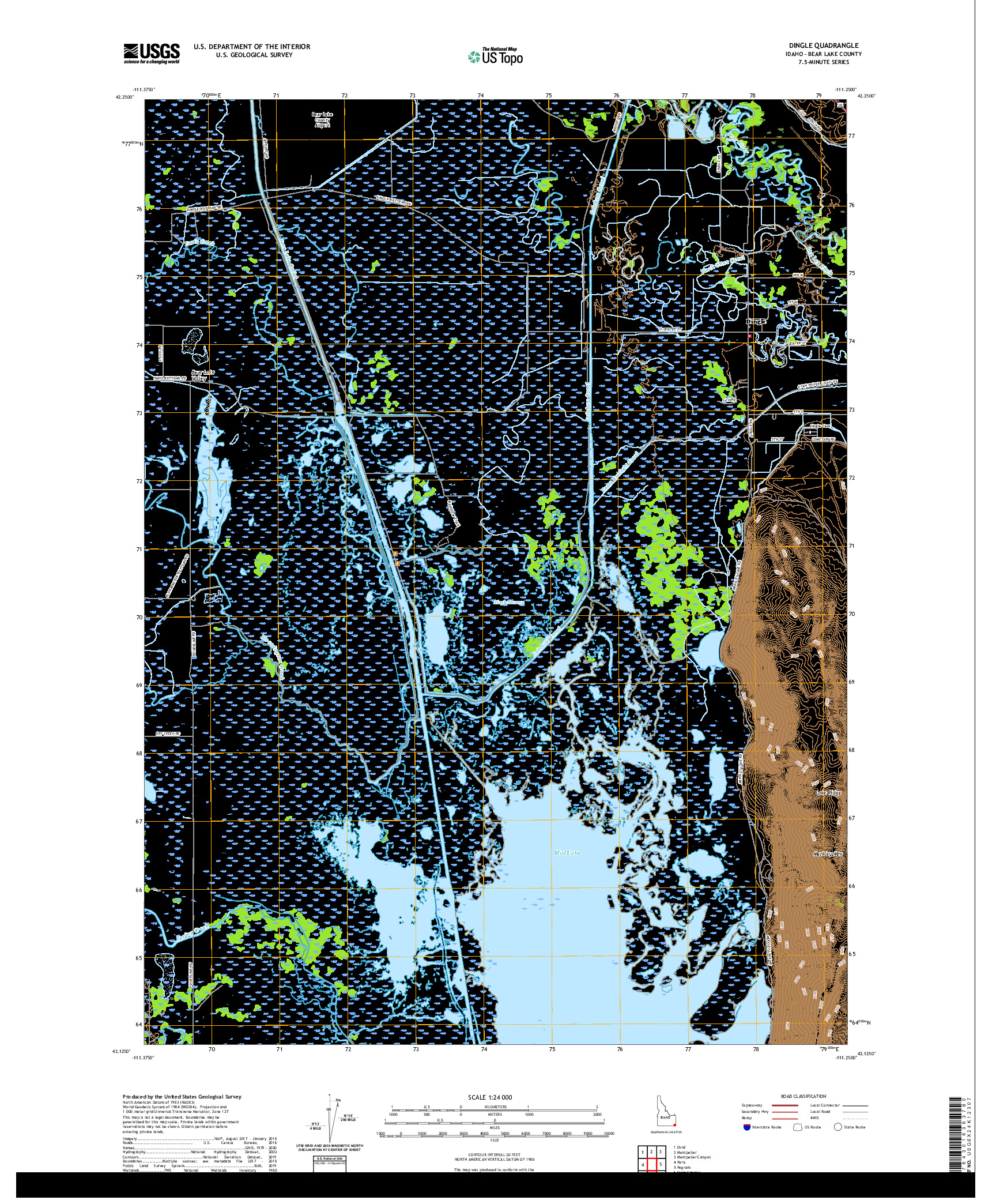 USGS US TOPO 7.5-MINUTE MAP FOR DINGLE, ID 2020