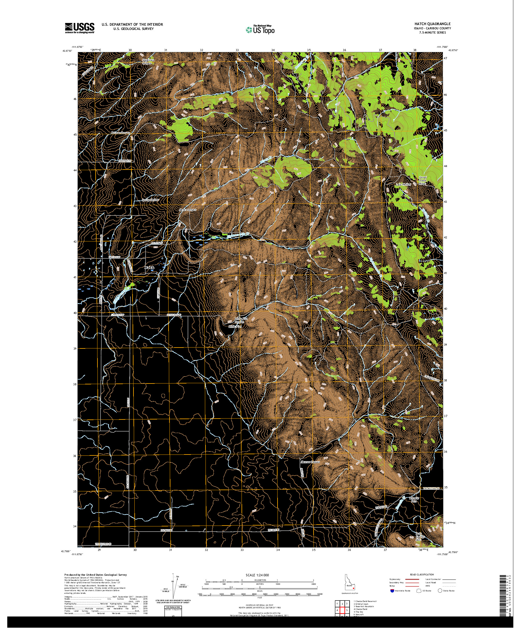 USGS US TOPO 7.5-MINUTE MAP FOR HATCH, ID 2020