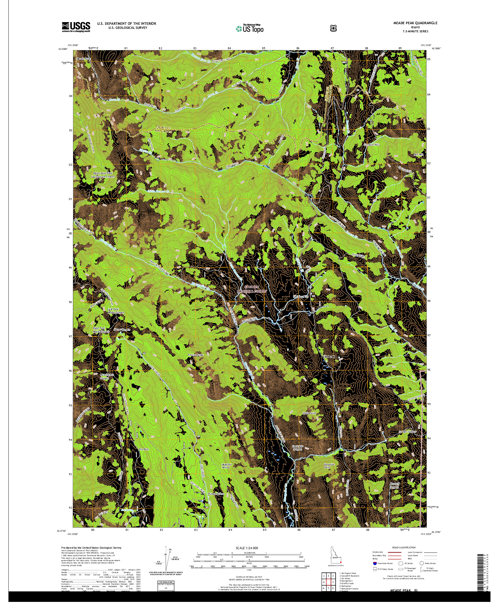 USGS US TOPO 7.5-MINUTE MAP FOR MEADE PEAK, ID 2020