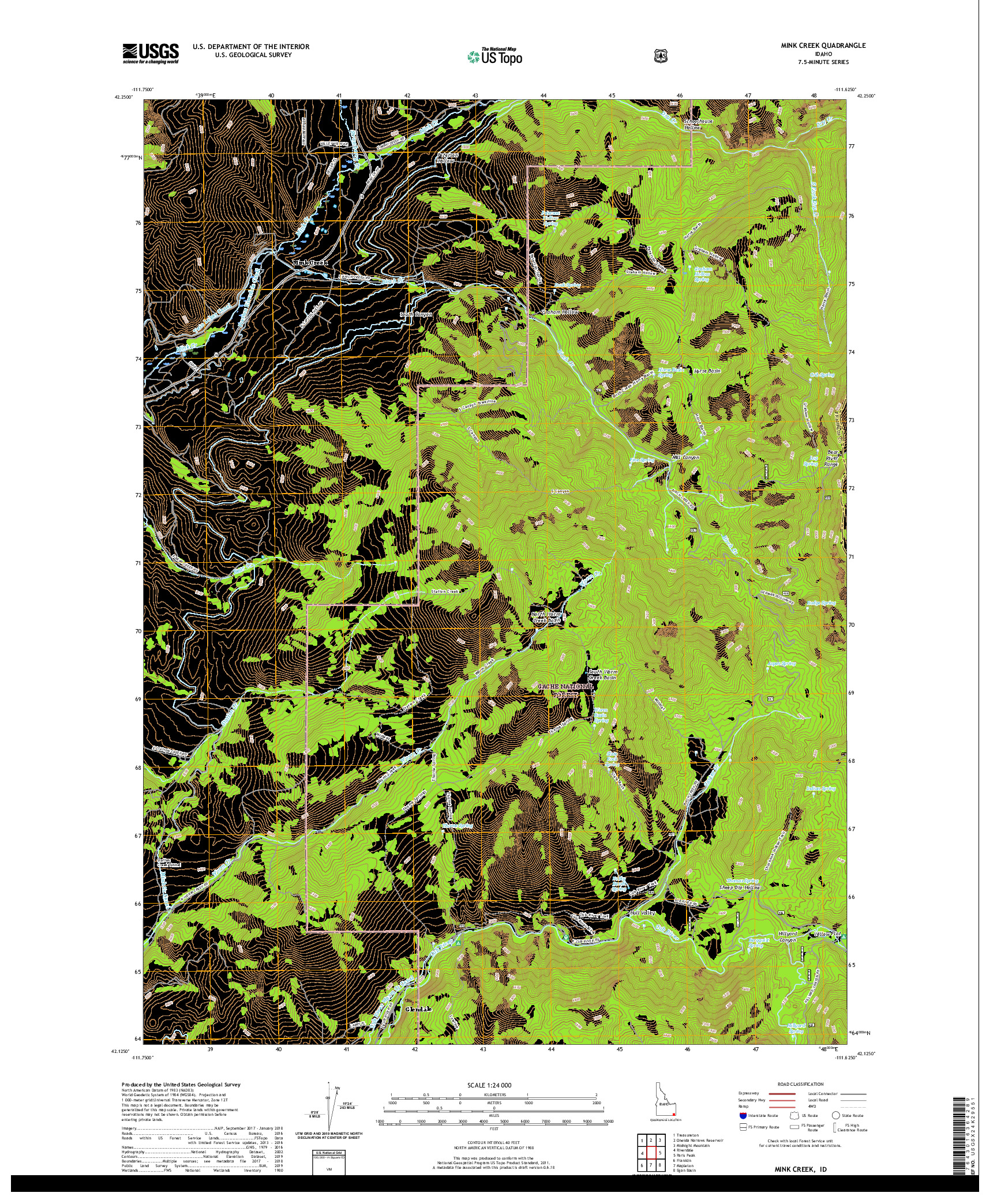 USGS US TOPO 7.5-MINUTE MAP FOR MINK CREEK, ID 2020