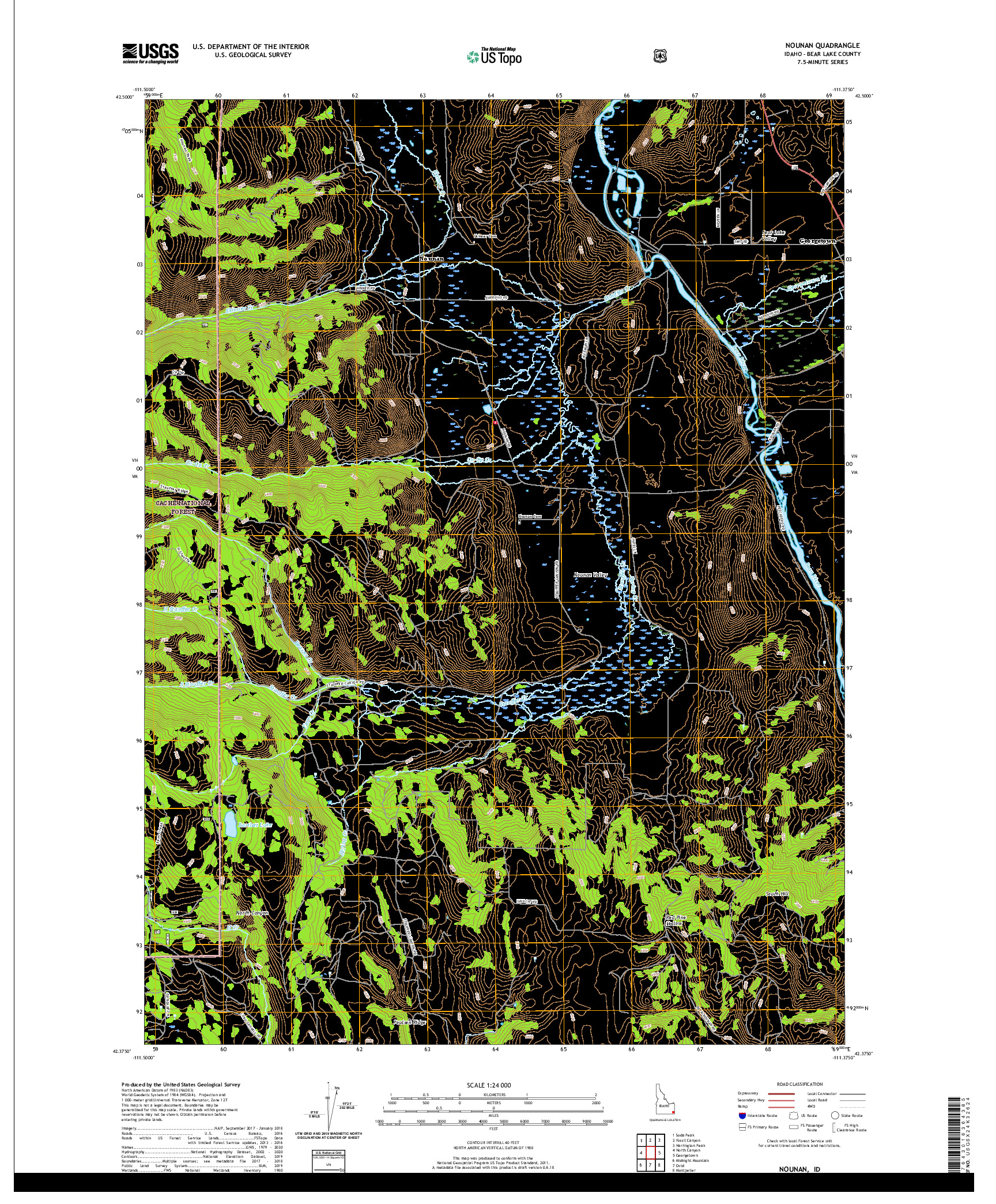 USGS US TOPO 7.5-MINUTE MAP FOR NOUNAN, ID 2020