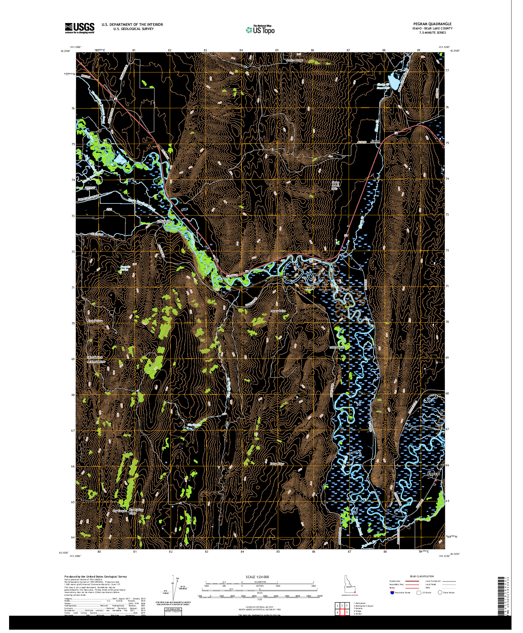 USGS US TOPO 7.5-MINUTE MAP FOR PEGRAM, ID 2020