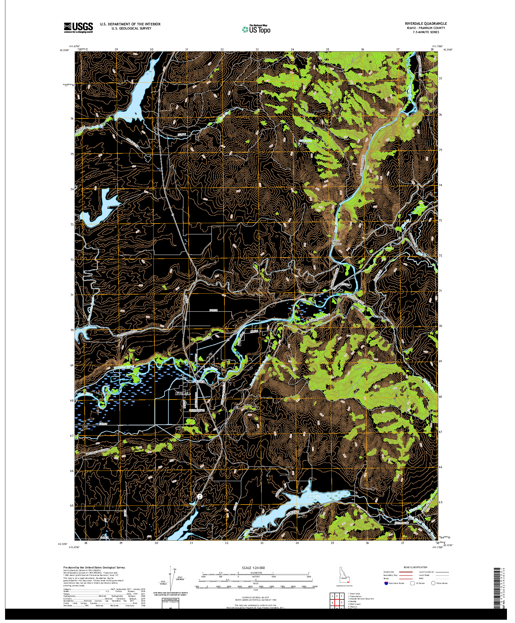 USGS US TOPO 7.5-MINUTE MAP FOR RIVERDALE, ID 2020
