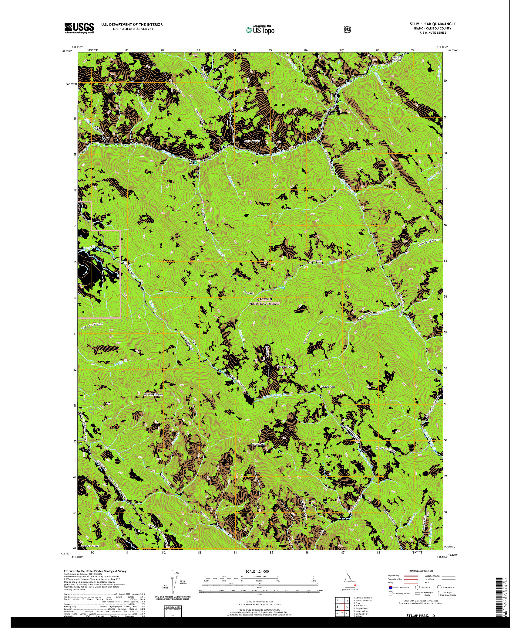 USGS US TOPO 7.5-MINUTE MAP FOR STUMP PEAK, ID 2020