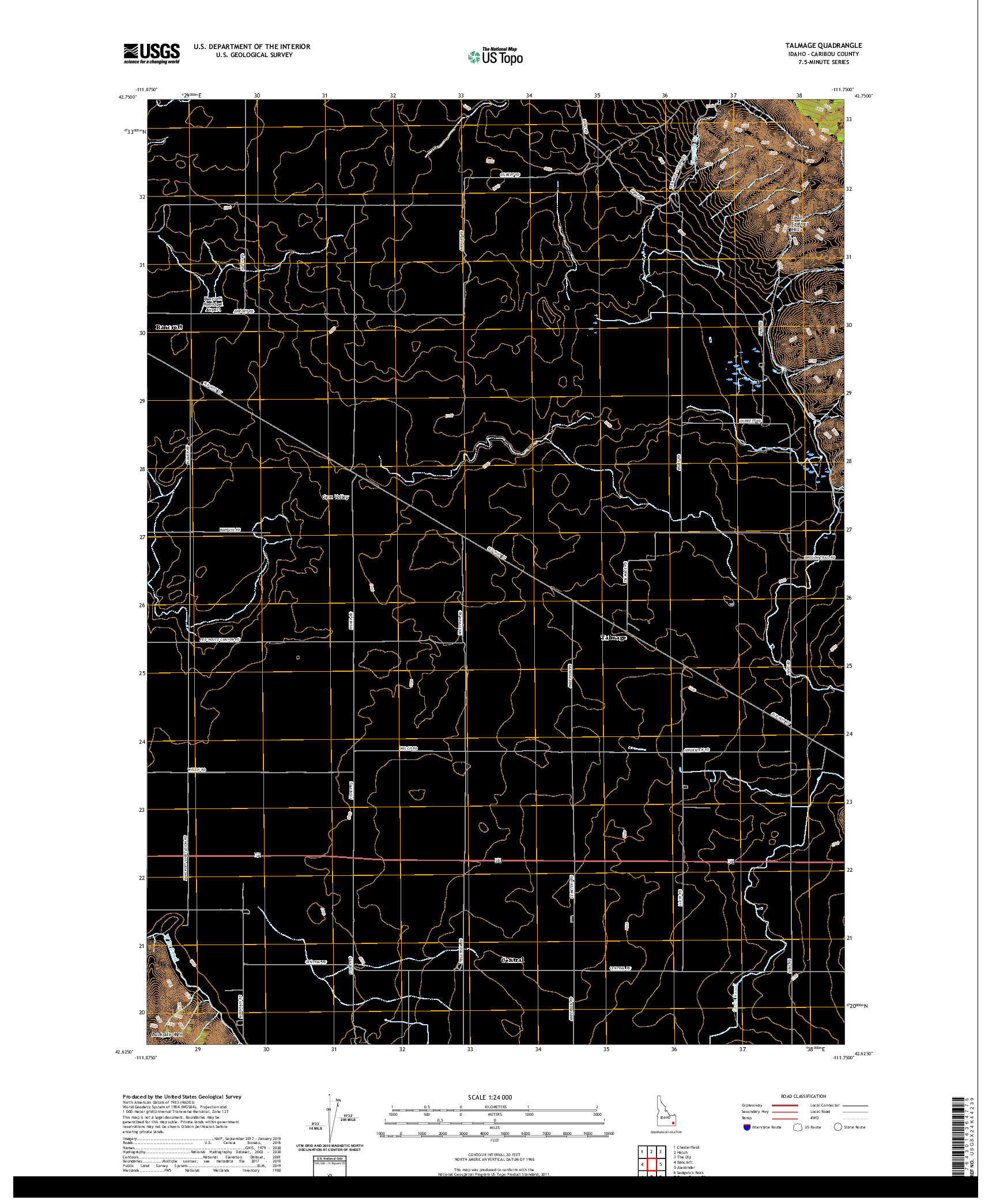 USGS US TOPO 7.5-MINUTE MAP FOR TALMAGE, ID 2020