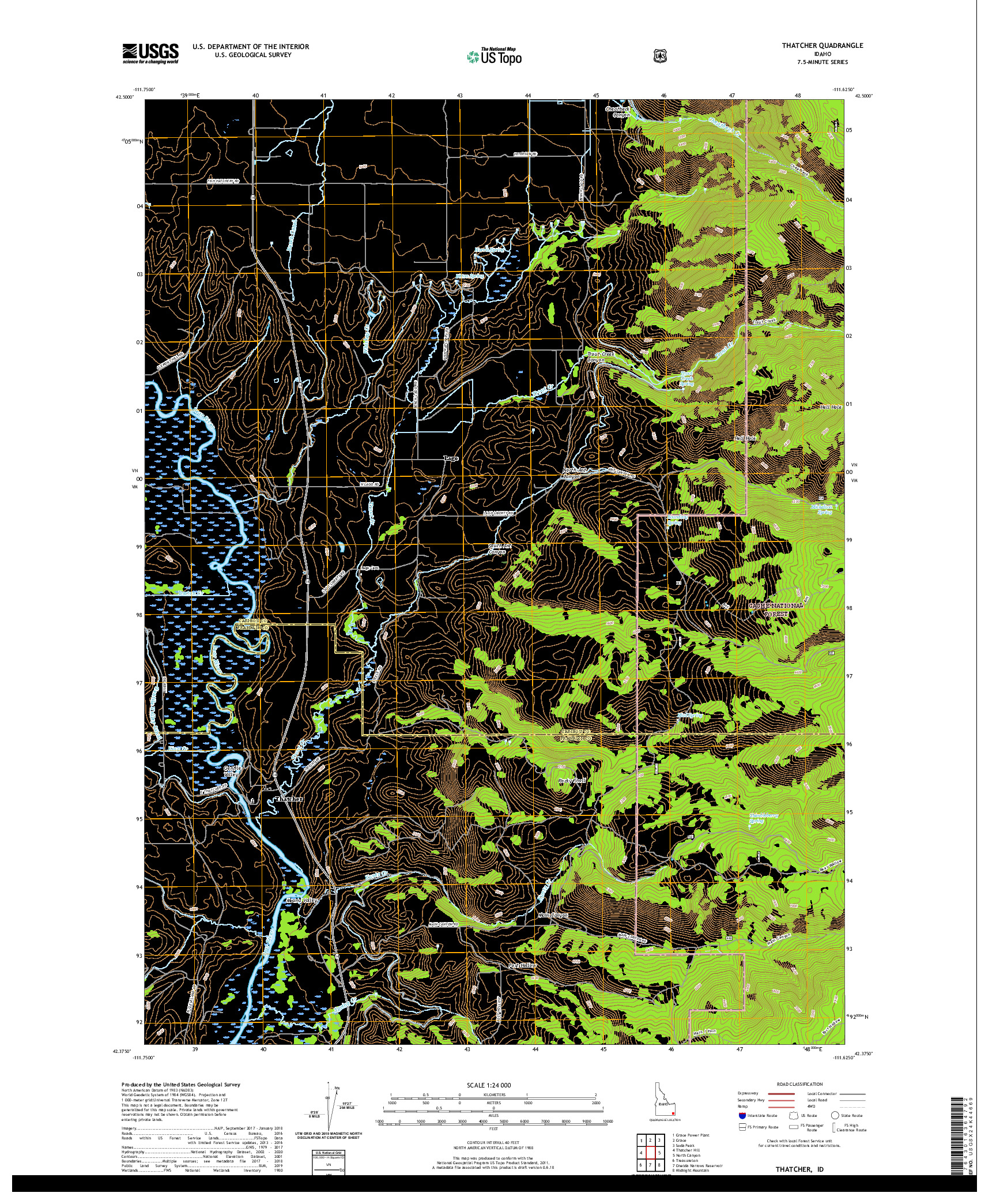 USGS US TOPO 7.5-MINUTE MAP FOR THATCHER, ID 2020