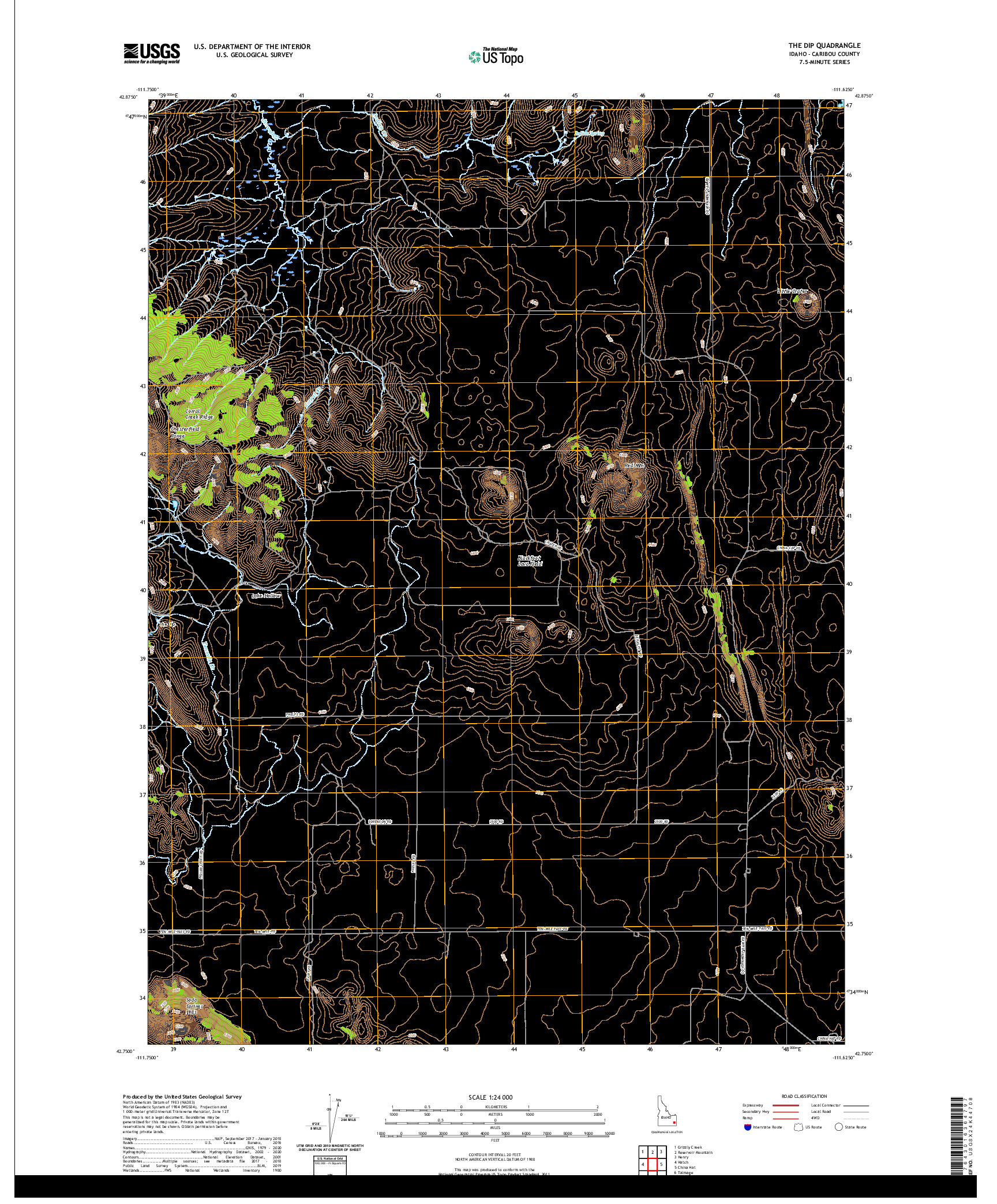 USGS US TOPO 7.5-MINUTE MAP FOR THE DIP, ID 2020