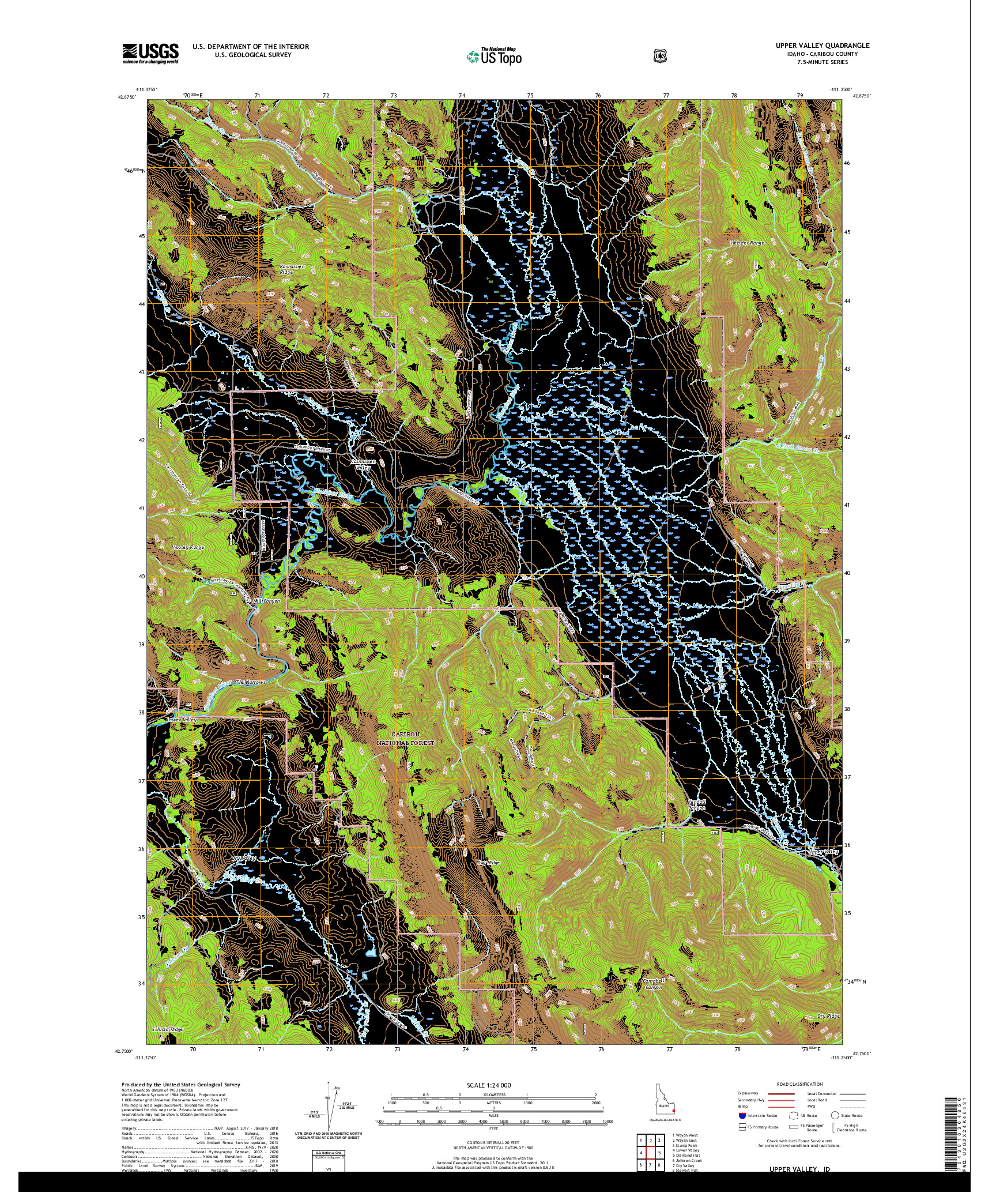 USGS US TOPO 7.5-MINUTE MAP FOR UPPER VALLEY, ID 2020