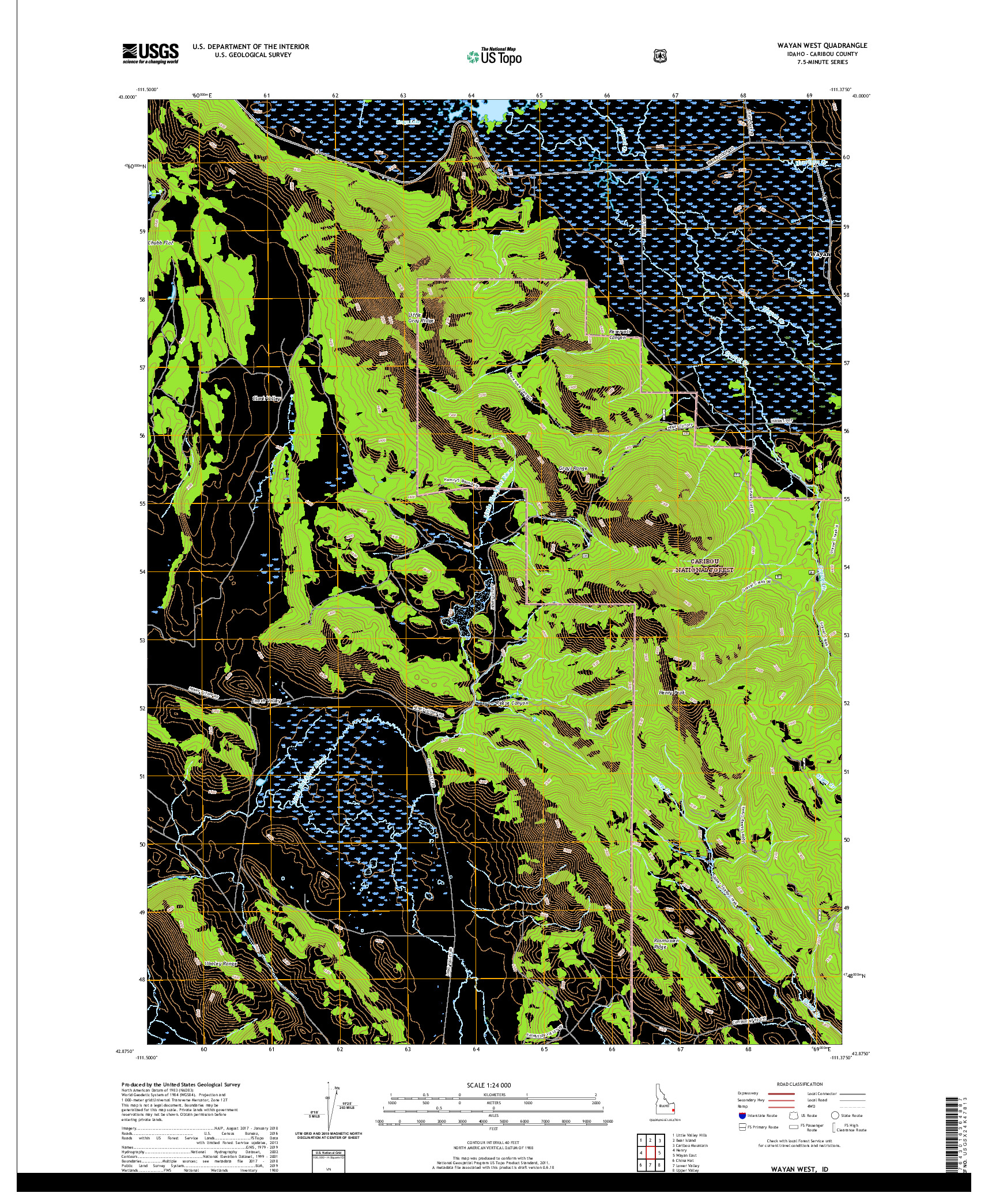 USGS US TOPO 7.5-MINUTE MAP FOR WAYAN WEST, ID 2020