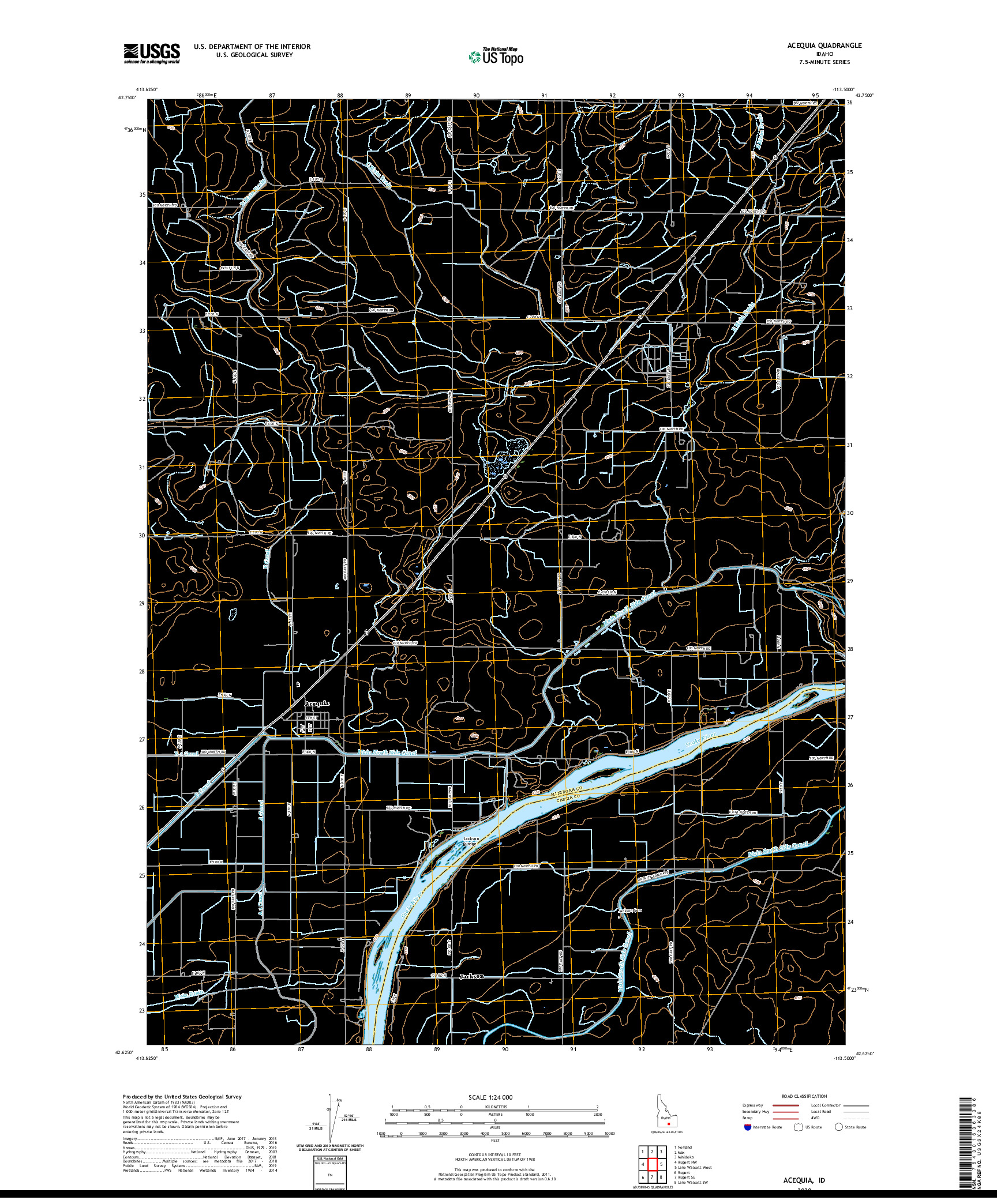 USGS US TOPO 7.5-MINUTE MAP FOR ACEQUIA, ID 2020